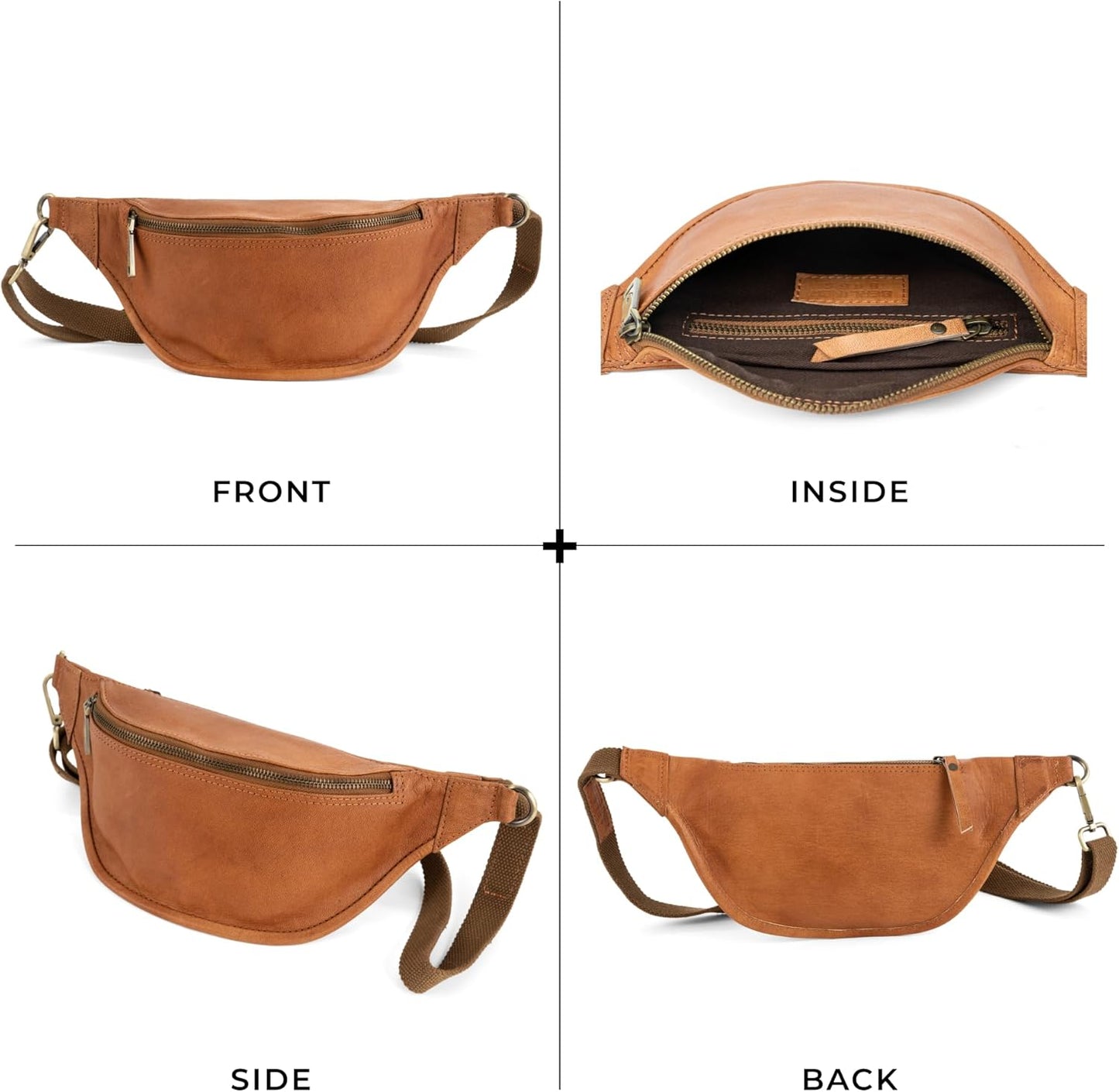 Berliner Bags Vintage Genuine Leather Fanny Pack Kai, Belt Bag, Crossbody Sling Bag for Men and Women - Brown