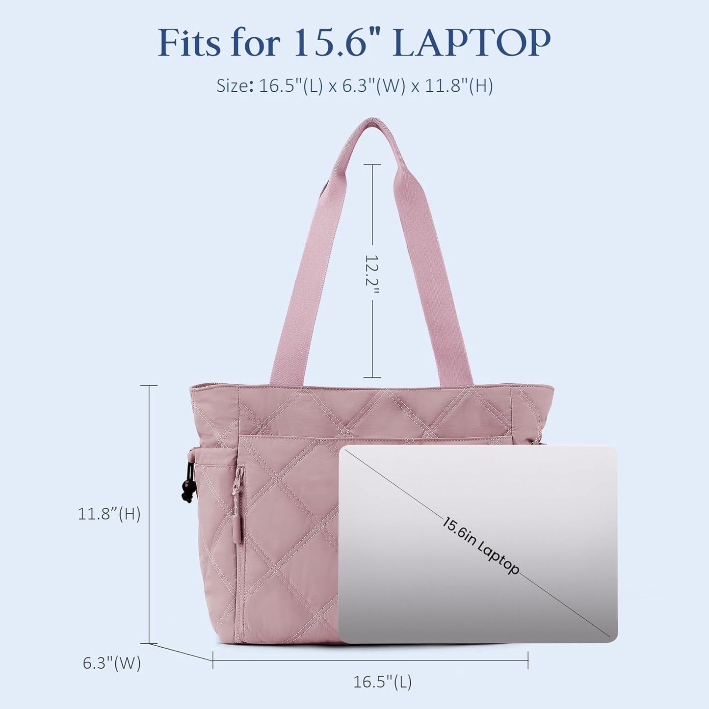 befen Laptop Tote Bag for Women Work, Travel Tote Bags Nurse Puffer Quilted Handbags, Lightweight Waterproof Beach Purse