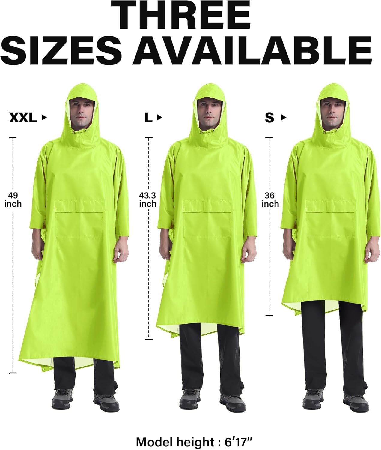iCreek Hooded Rain Poncho Packable Unisex Raincoat Jacket with Pocket Waterproof Lightweight for Hiking, Camping, Outdoor