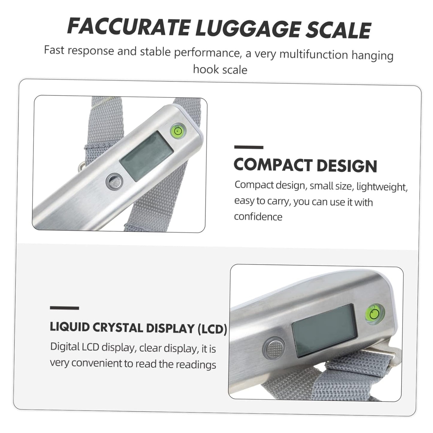 Electronic Luggage Scale Portable Suitcase Weighing Scale Travel LCD Display for Luggage Capacity