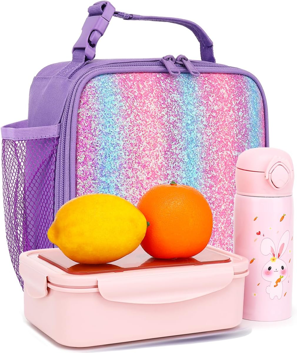 FlowFly Lunch box Insulated Soft Bag Mini Cooler Back to School Thermal Meal Tote Kit for Girls