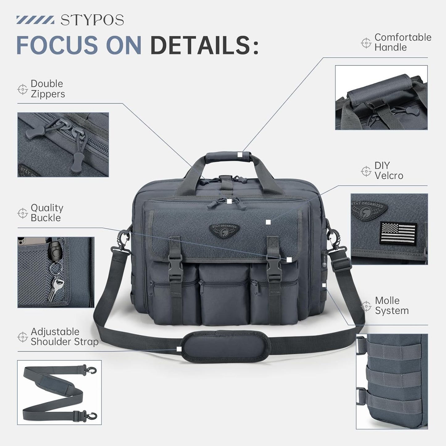 Large Tactical Laptop Bag for Men, Military 17.3 Inch Computer Bag Briefcase with Passport Wallet, Carry on Messenger Bag