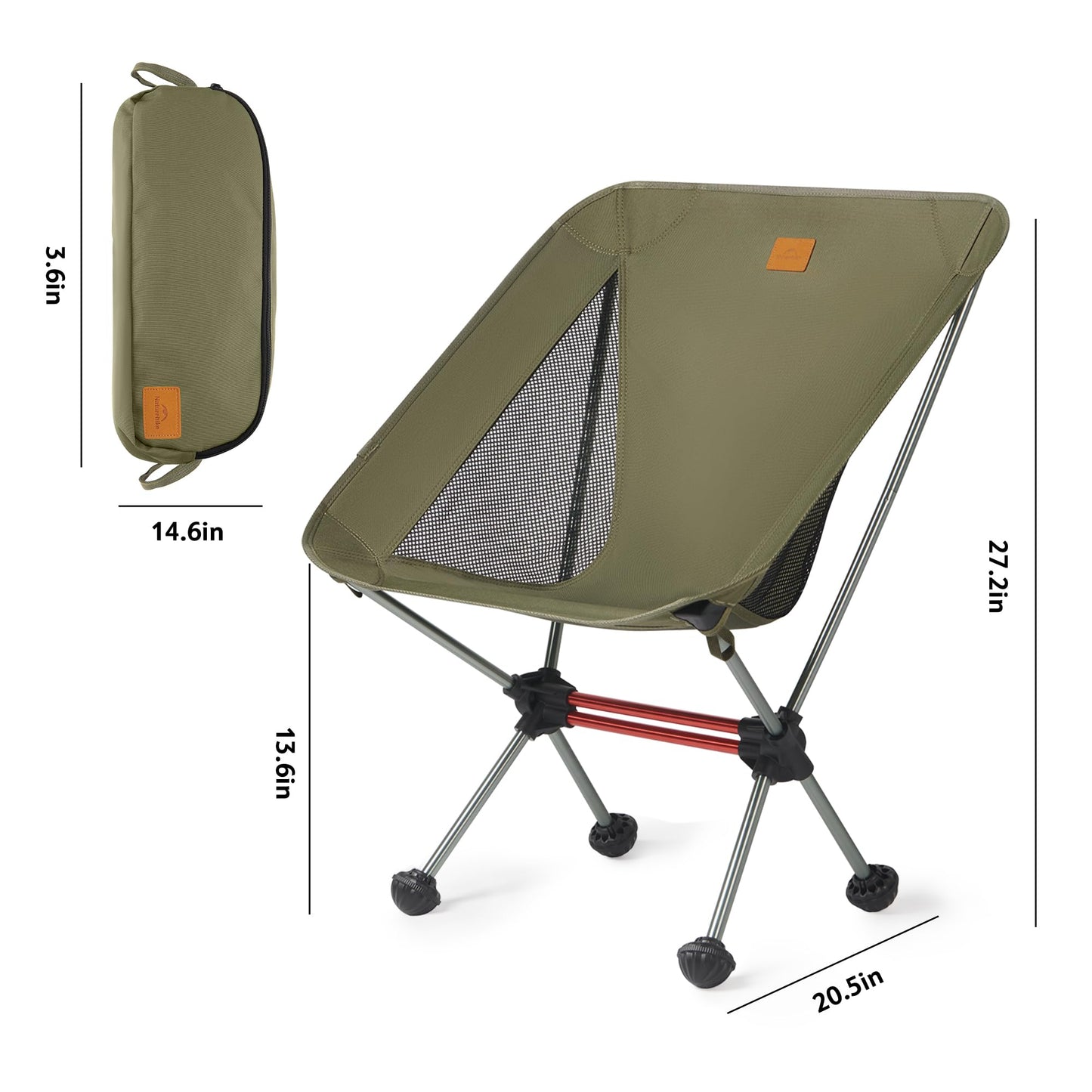 Naturehike YL08 Ultralight Camping Chair — Only 2.12 LBS, Anti-Sinking Feet