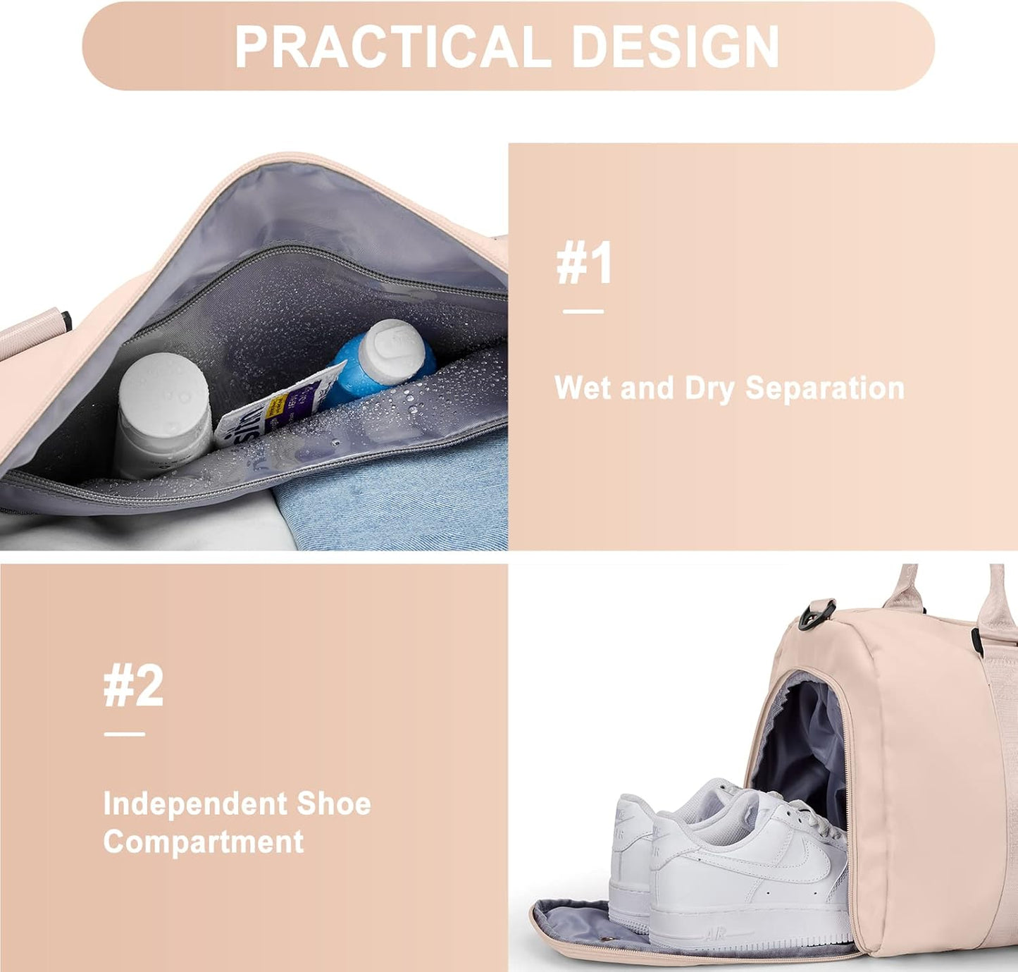 Gym Bag for Women with Shoes Compartment Small Duffel Bag Sport bag with Toiletry Bag Overnight Travel Tote Bags Weekender Carry on Bag Personal Item Bags for Airlines White