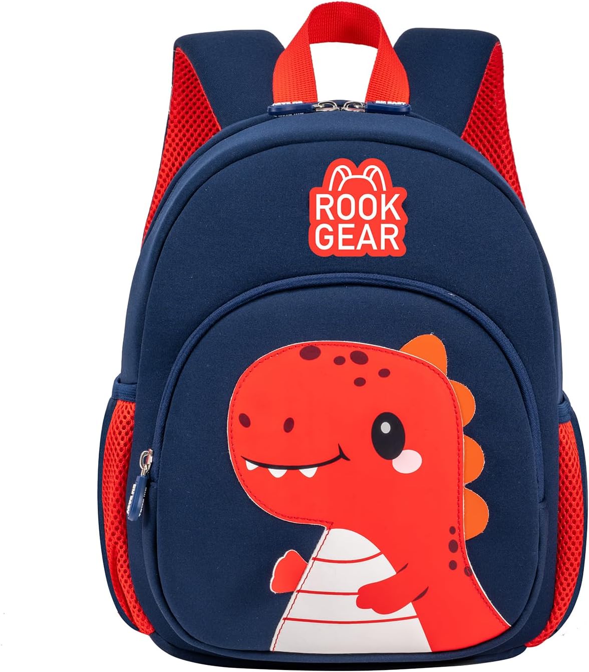 Lightweight and breathable children's dinosaur schoolbag, made of SBR diving fabric, suitable for kindergarten backpacks (red, Large)