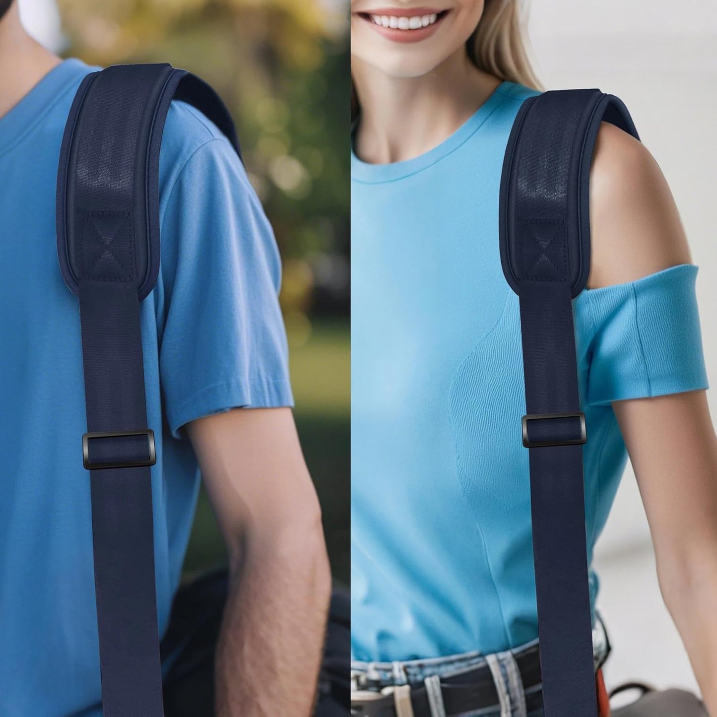 ZINZ Shoulder Strap - 59 Inch Universal Heavy-duty Adjustable Strap with Ultra-thick Fixed Breathable Pad for Laptop, Gym, Camera Bag and More -Dark blue