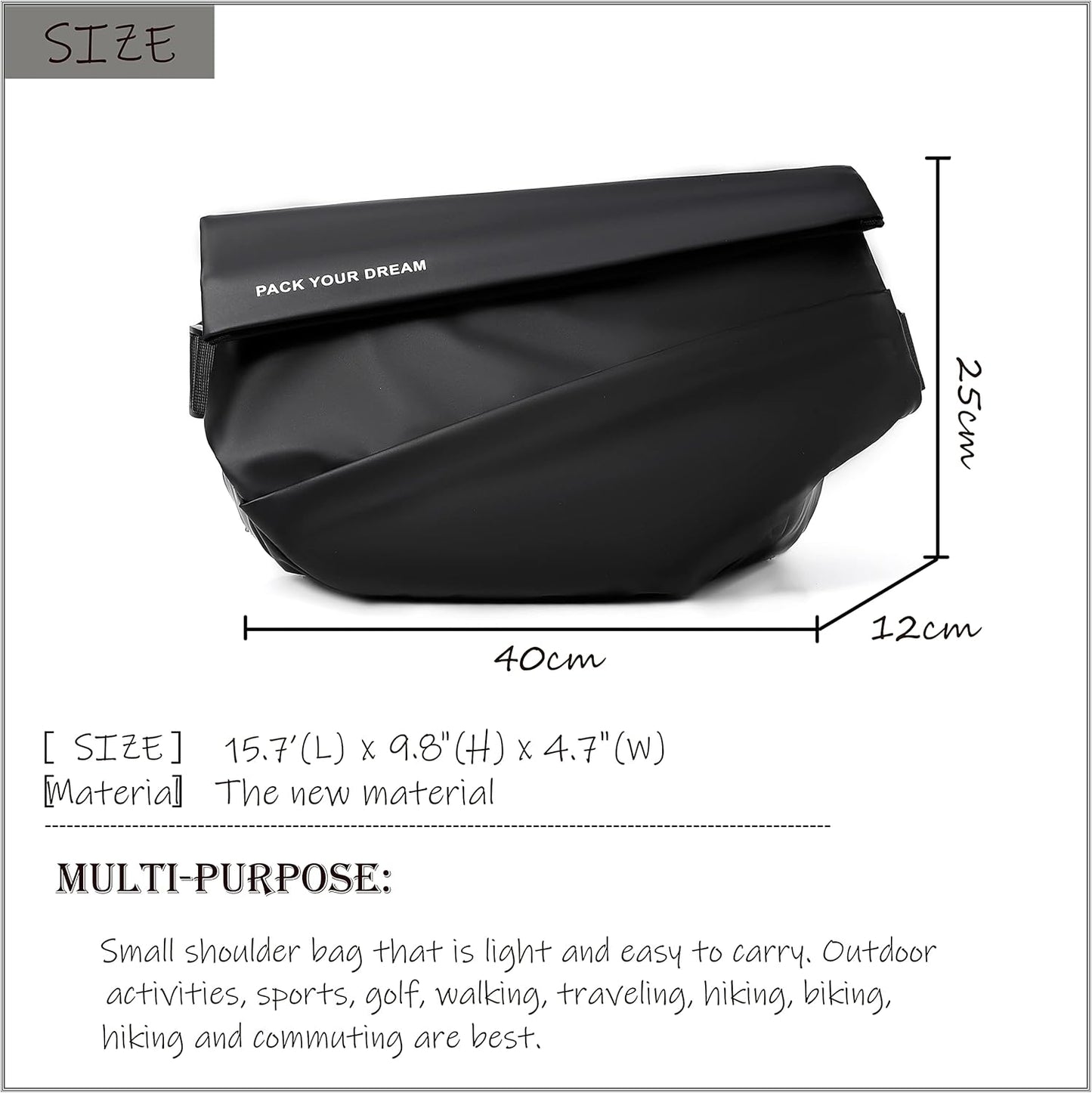 FSD.WG Cross-body bag Shoulder bag Sling Backpack and Crossbody Bags for Men fit 12" iPad Casual