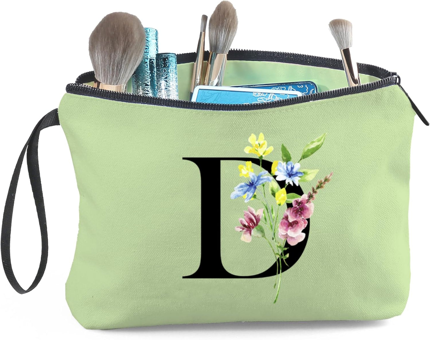 Women Birthday Maid of Honor Monogrammed Gifts for Bride Bridesmaid Sister Friend Her Teacher Makeup Cosmetic Bag with Mirror Mothers Day Christmas Graduation D