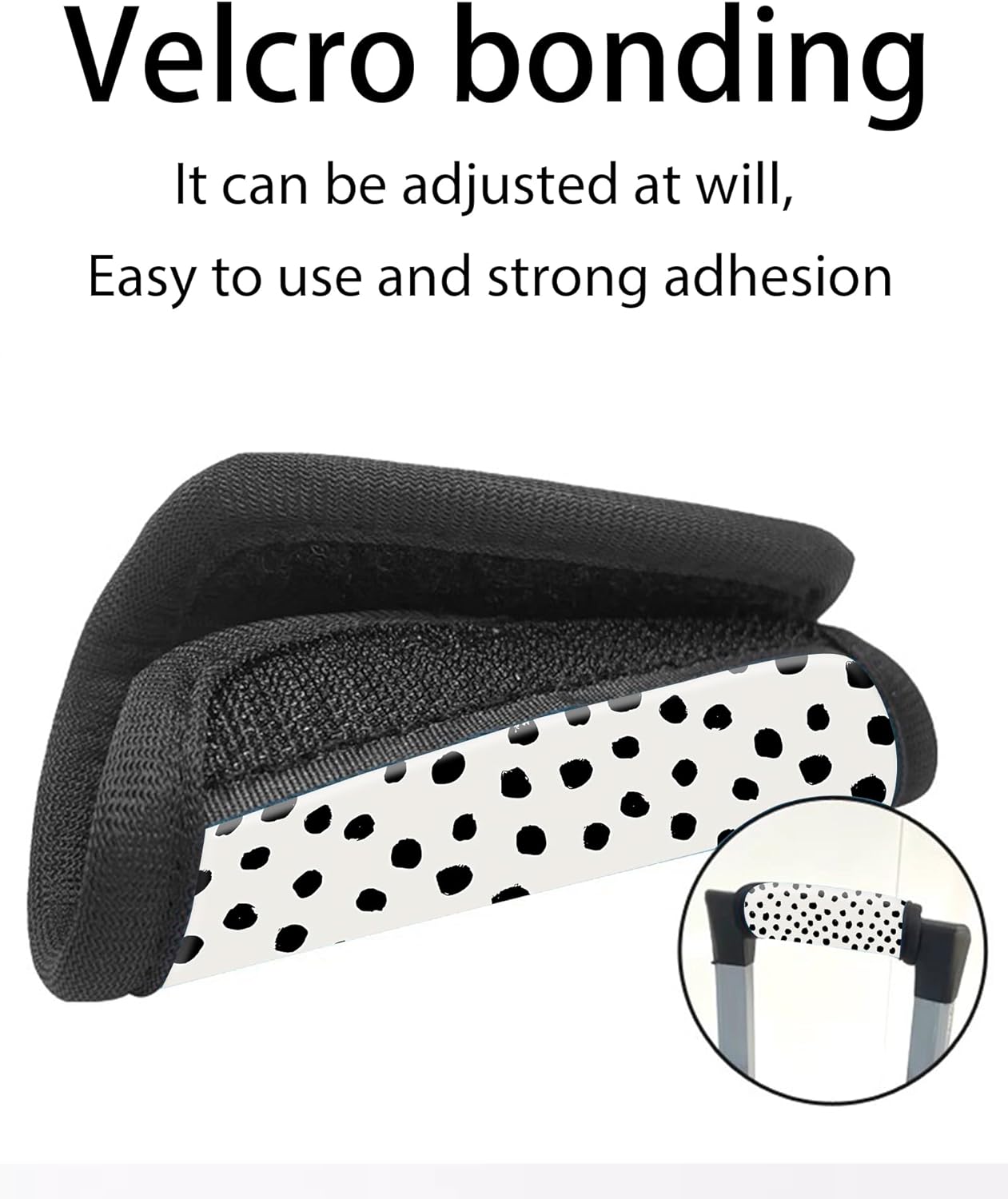 2 Pack Luggage Handle Wrap Travel Tags - Set of Luggage Tags for Suitcases, Identifiers, Marker, and Handle Covers - Cruise Accessories and Travel Gifts(Cute Black Polka Dot