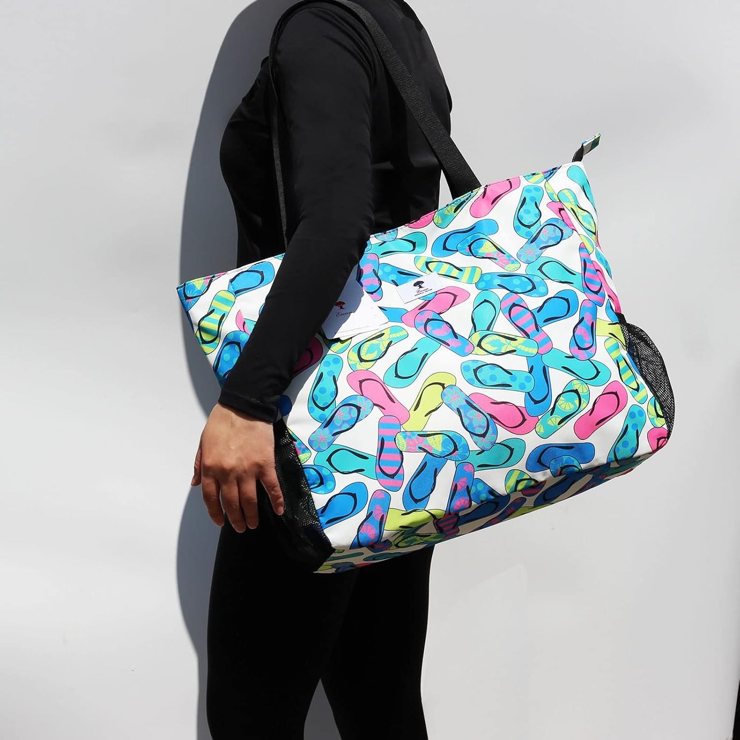 LARGE BEACH BAG Water Resistant Lightweight 20 inch Women Oversize Tote Bag for Gym Beach Travel Pool Yoga Nurse