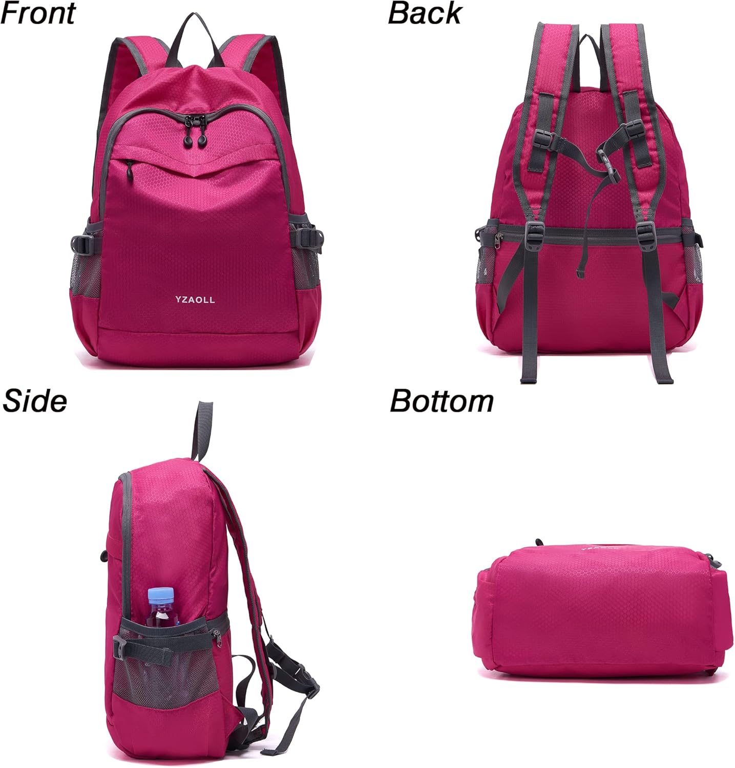 YZAOLL Small Lightweight Packable Hiking Backpack, 20L Hiking Backpack Day Pack for Women Men Travel Camping Vacation,Rose