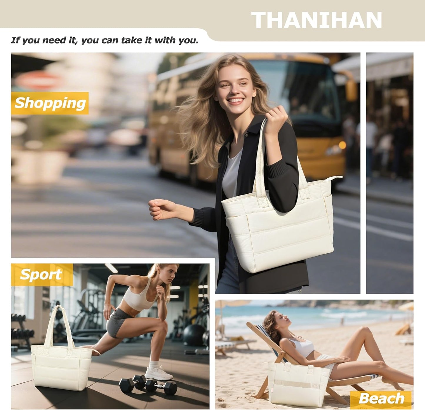 Tote Bag for Women ,Travel Puffy Tote Bag For Women,Puffer Work Tote Handbag、Shoulder Bag Handbag for Travel, Work, Gym