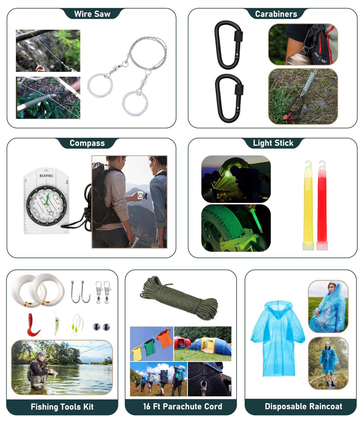 Survival Kit, 262Pcs Survival Gear and Supplies with First Aid Kit Pouch and Crossbody Bag