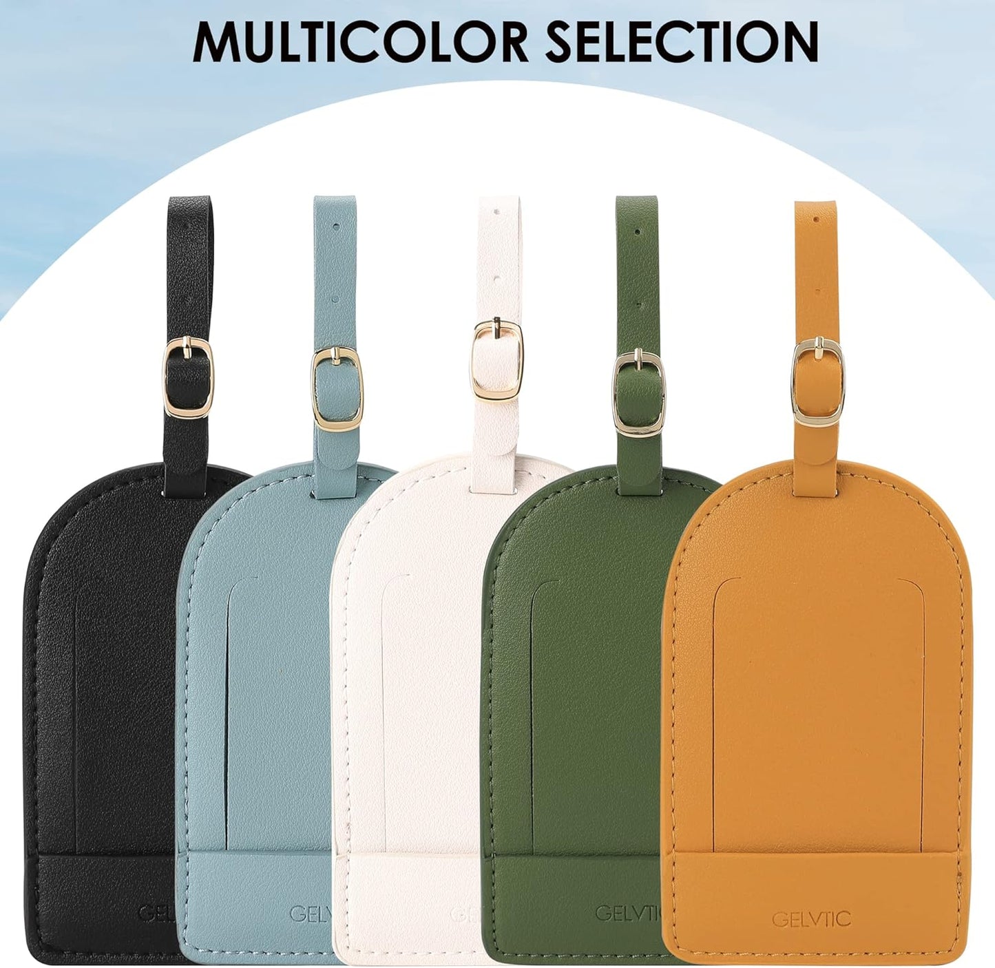 Faux Leather Luggage Tags for Suitcase Tag Set Privacy Protection with Identifie Name Lable ID Card Baggage tag for Men Women Travel Accessories, 2/4 Pack (LT06-Black*4)