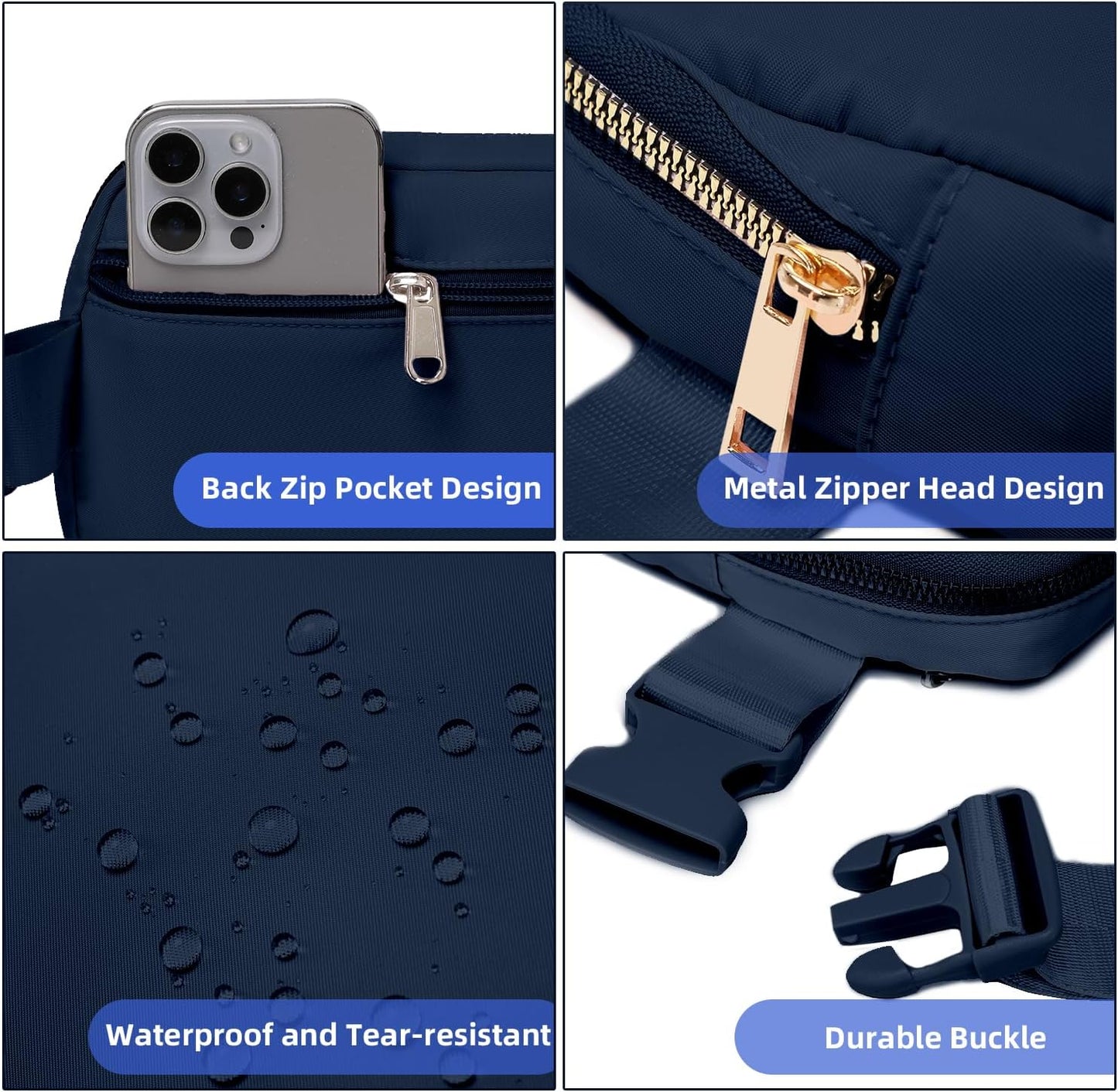 Belt Bag for Women, Cross Body Fanny Pack Fashion Waist Packs Everywhere Belt Bag with Adjustable Strap Gifts Birthday Gifts for 4 5 6 7 8 9 10 11 12 13 Year Old Girls (Dark blue)