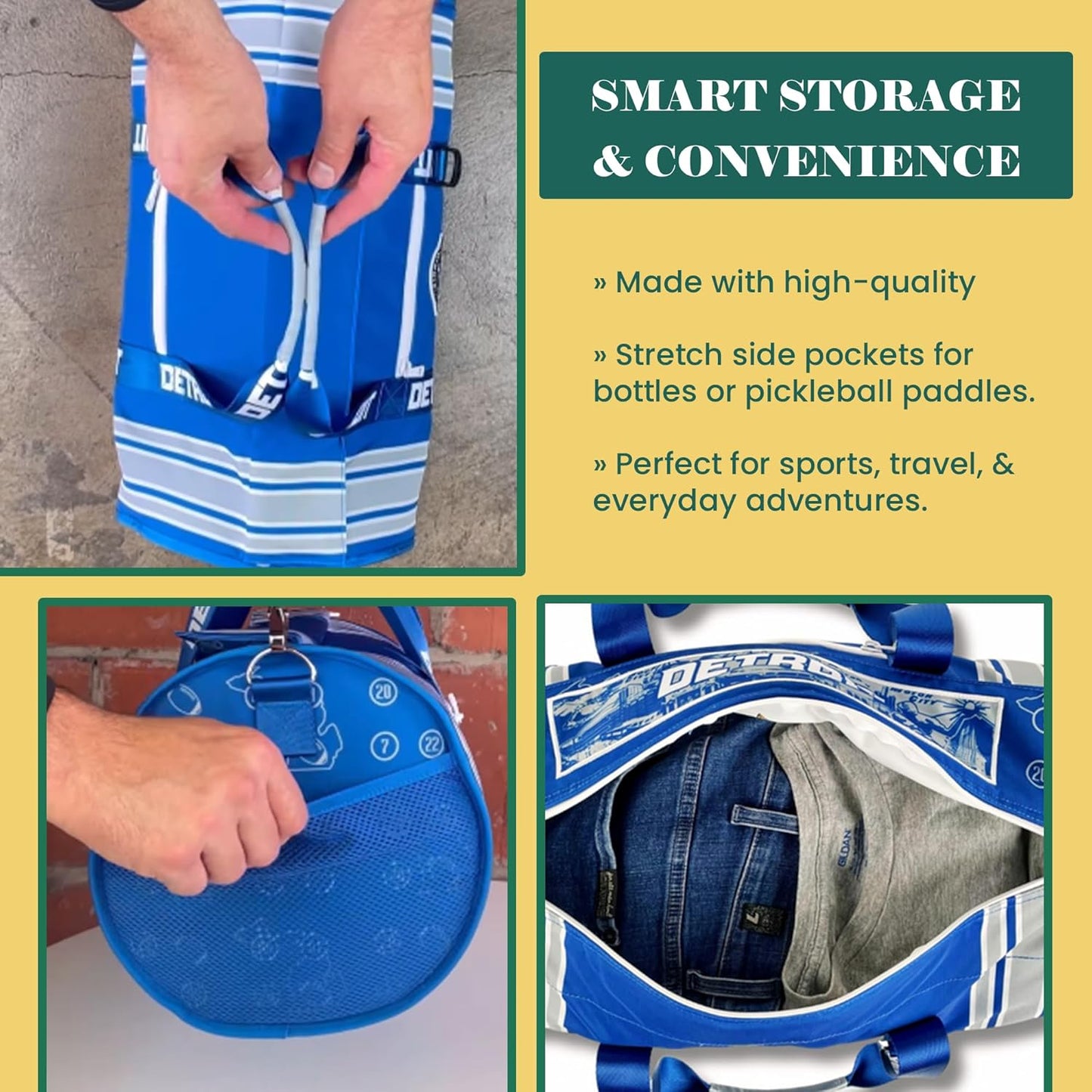 Varsity Cooler Detroit Travel Party Duffel & Cooler – 30 Can Leakproof Insulated Tote Bag, Waterproof Soft compartment for Tailgating, Golf, Beach, Carry-On Luggage & Outdoor Sports