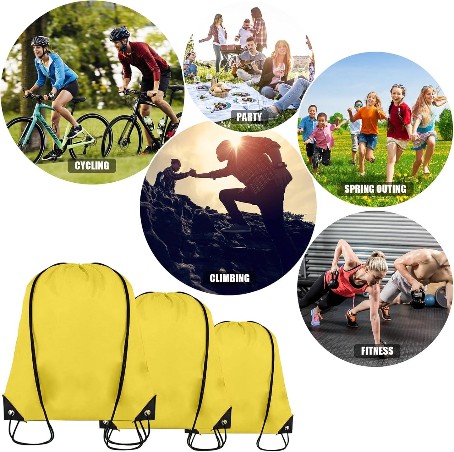 20 Pieces Drawstring Backpack Bulk Cinch Sackpack Ployster Drawstring Bags for Gym Party Trip(Yellow)