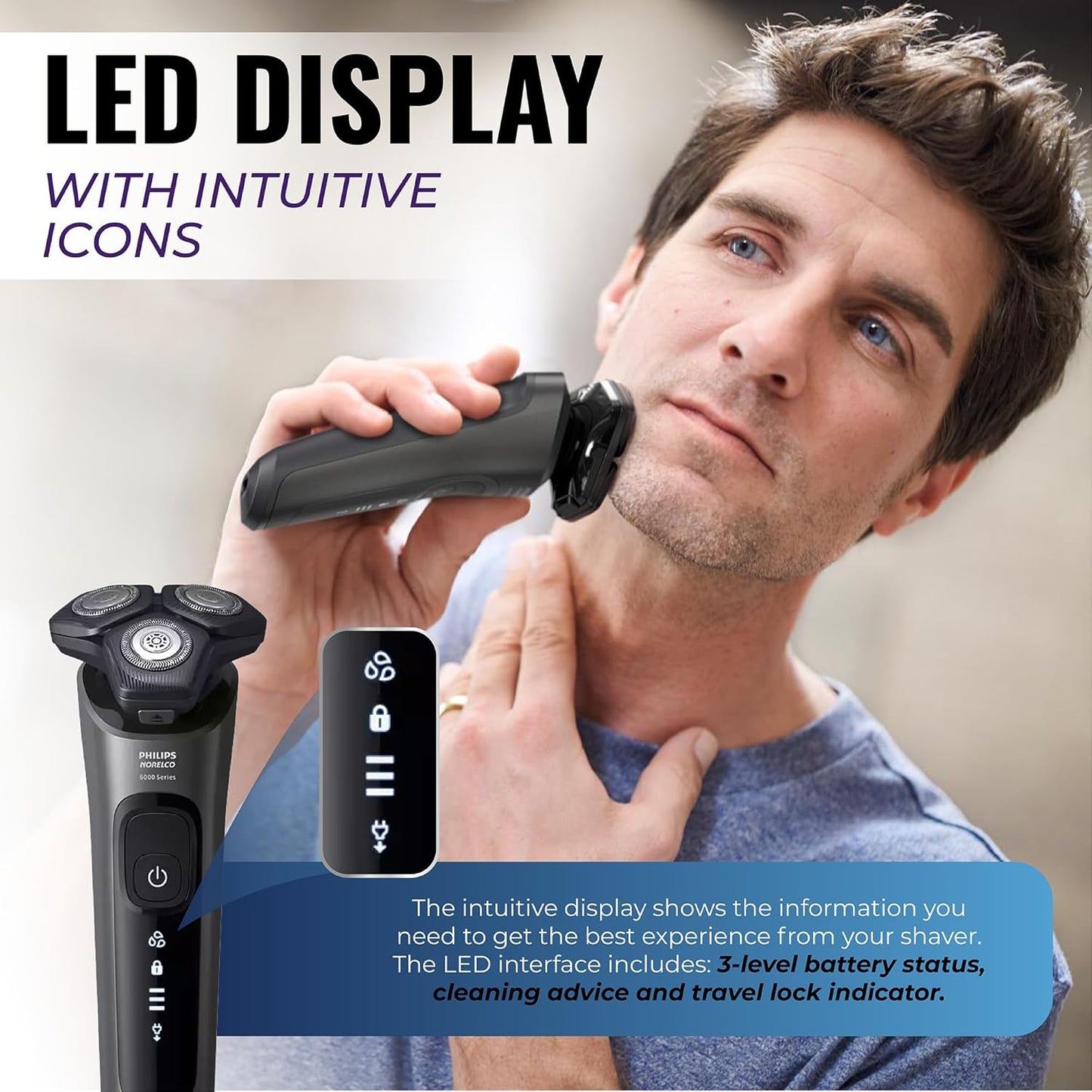 Philips Norelco Electric Shavers for Men, Rechargeable Wet/Dry Electric Shaver with SenseIQ Technology, Cordless Electric Razors for Men with Pop-up Trimmer, Travel Case