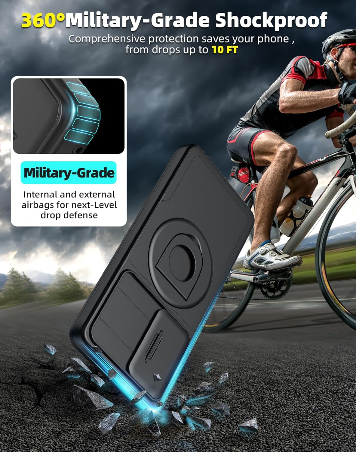 for Samsung Galaxy S21 Ultra Case Magnetic Compatible with MagSafe Wireless Charging,with Screen Protector,Built-in Stand Ring+Camera Cover Anti-Scratch Shockproof Heavy Duty Protection Black