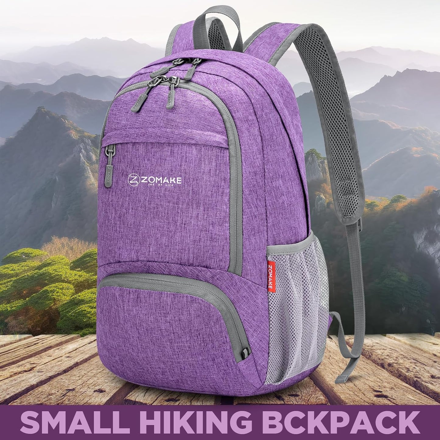 ZOMAKE Ultra Lightweight Packable Backpack 20L,Small Foldable Backpacks Hiking Water Resistant Collapsible Daypack for Women Men(Light Purple-C2)