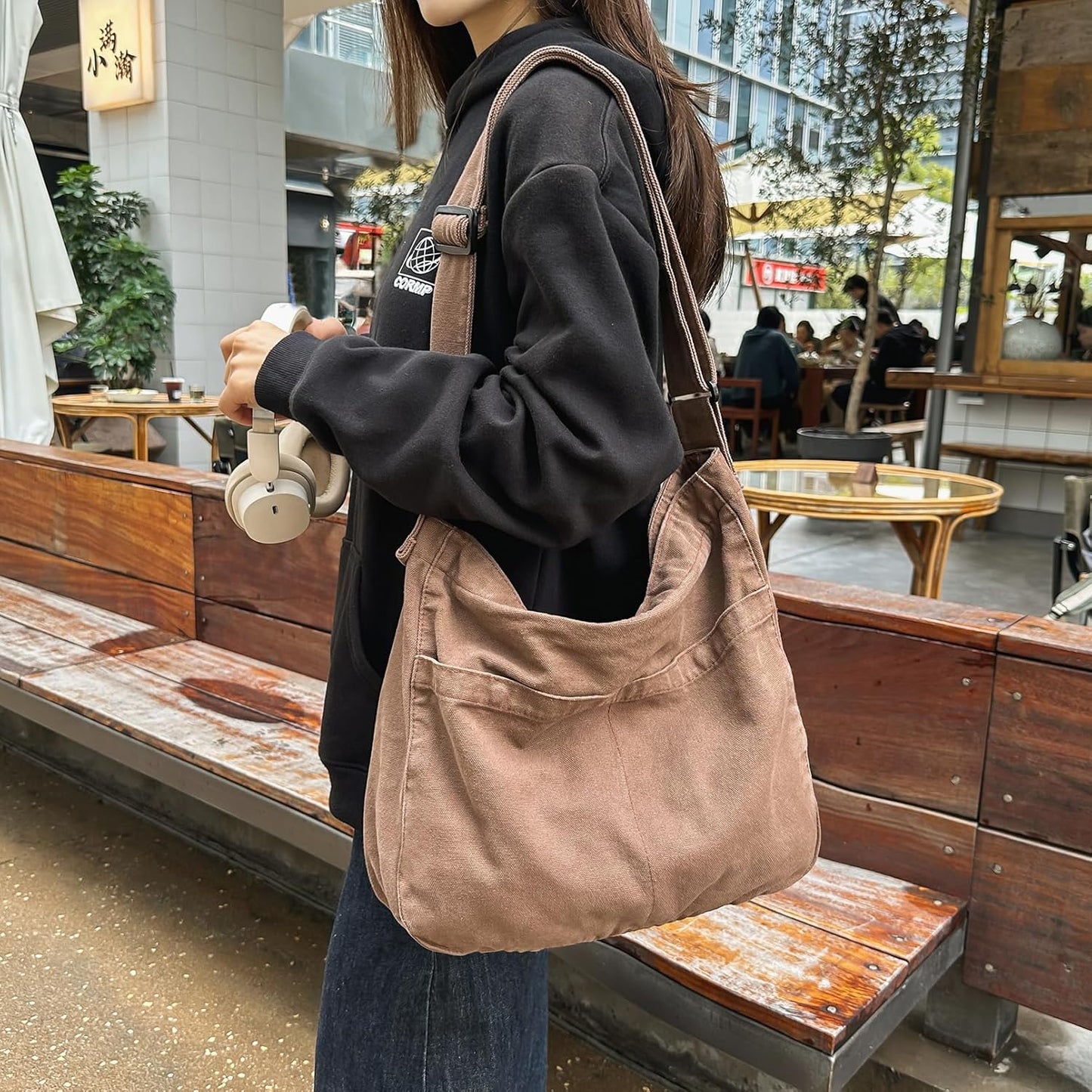 Canvas Messenger Bags for Women Crossbody Bag for School Hobo Men Cute Large Shoulder Lightweight