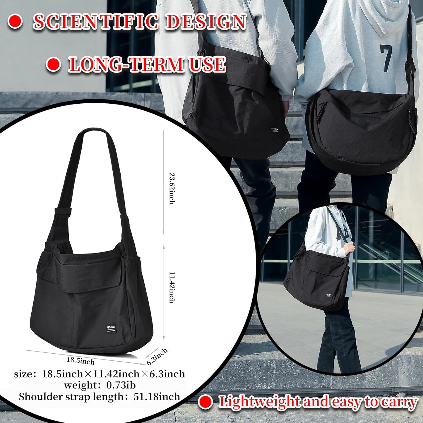 FSD.WG Men Messenger Bag Laptop Bag Shoulder Bag Large Capacity Computer Casual Bag for Work