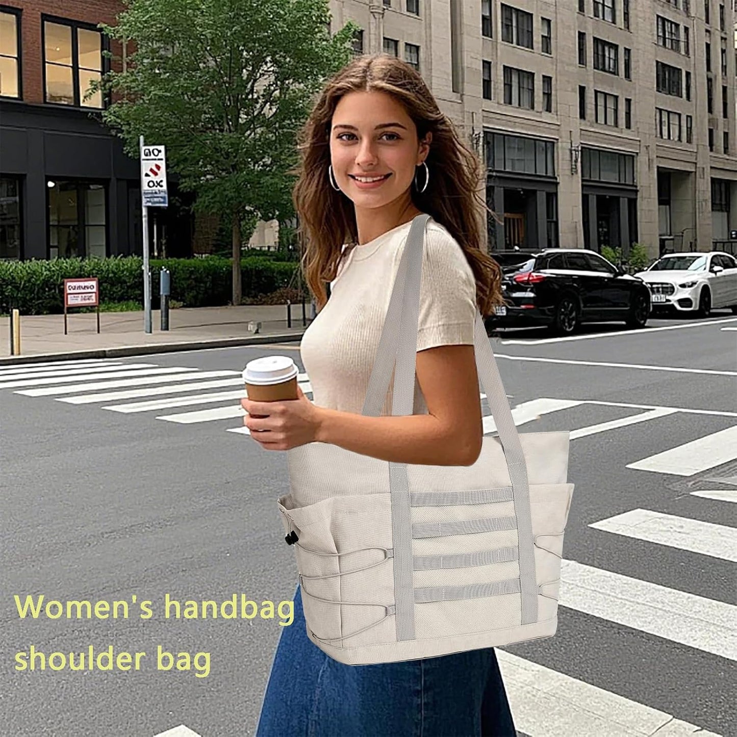 Travel Tote Bags for Women - Foldable Beach Bag Waterproof Zipper Gym Sports Shopping Bag with Trolley Sleeve