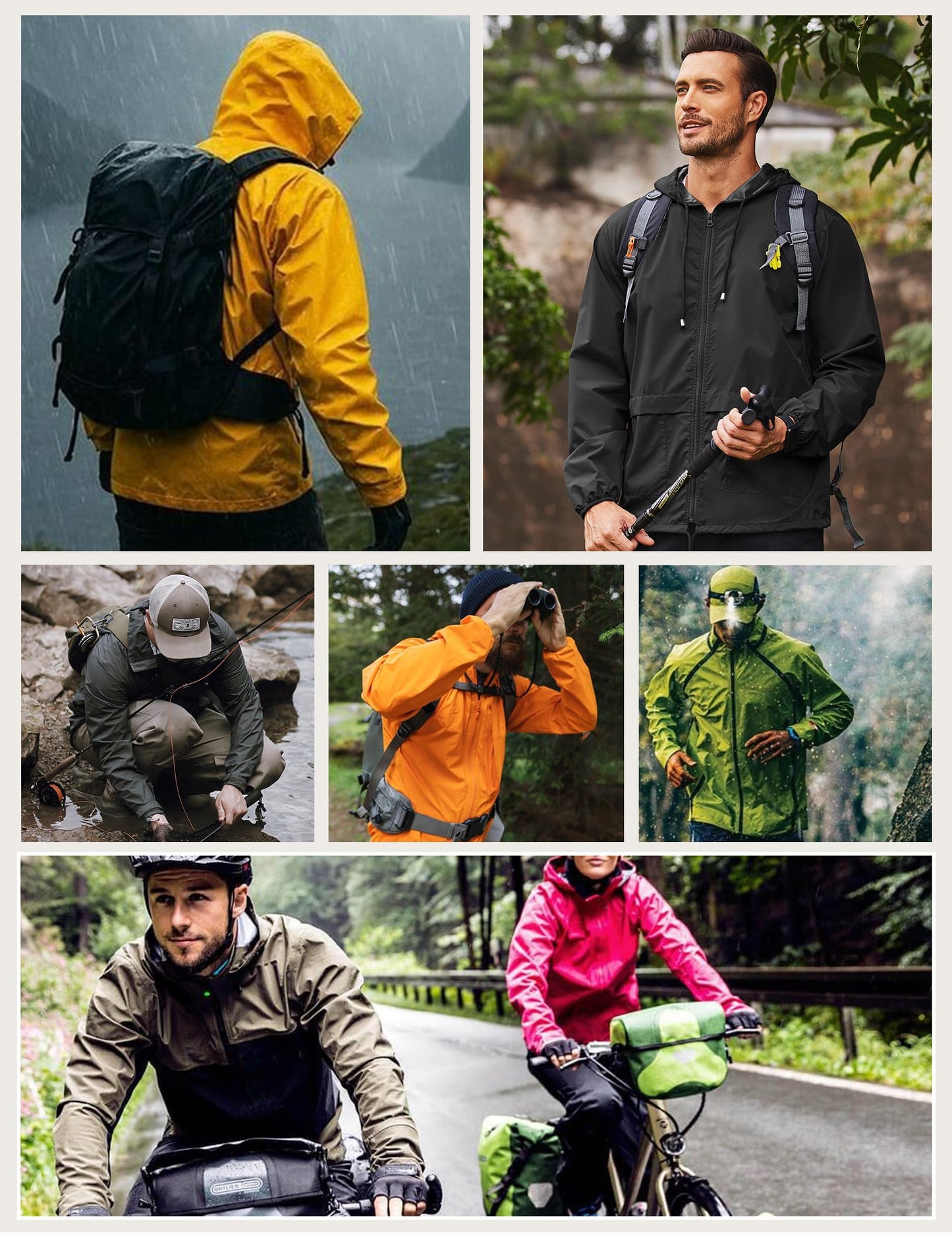 COOFANDY Travel Packable Foldable Raincoat for Men Pouch Waterproof Breathable Golf Rain Jackets
