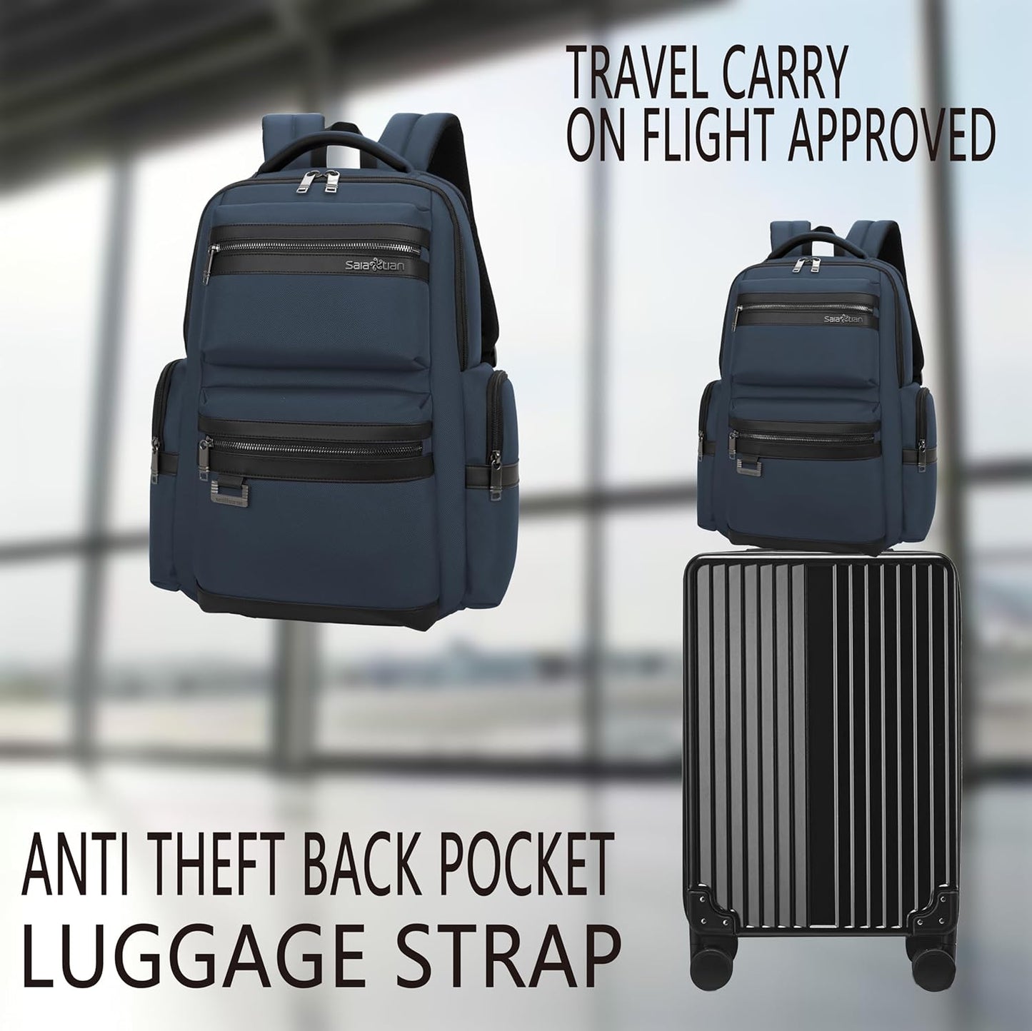 Backpack Multiple Compartmentalized Storage Business Computer Bag,waterproof, for Men & Women, Black (Blue)