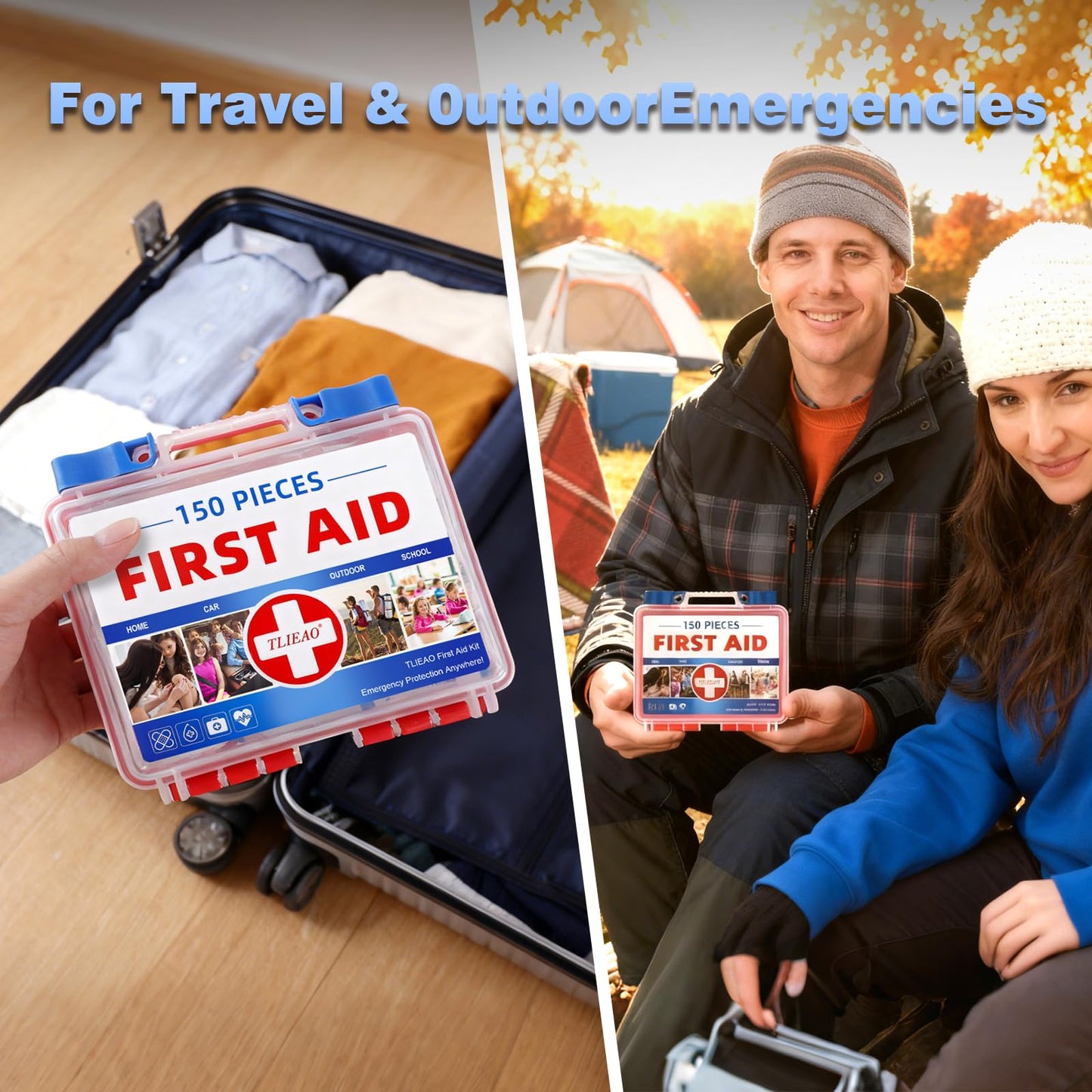TLIEAO Mini First Aid Kit - 150 Pieces, All-Purpose Portable