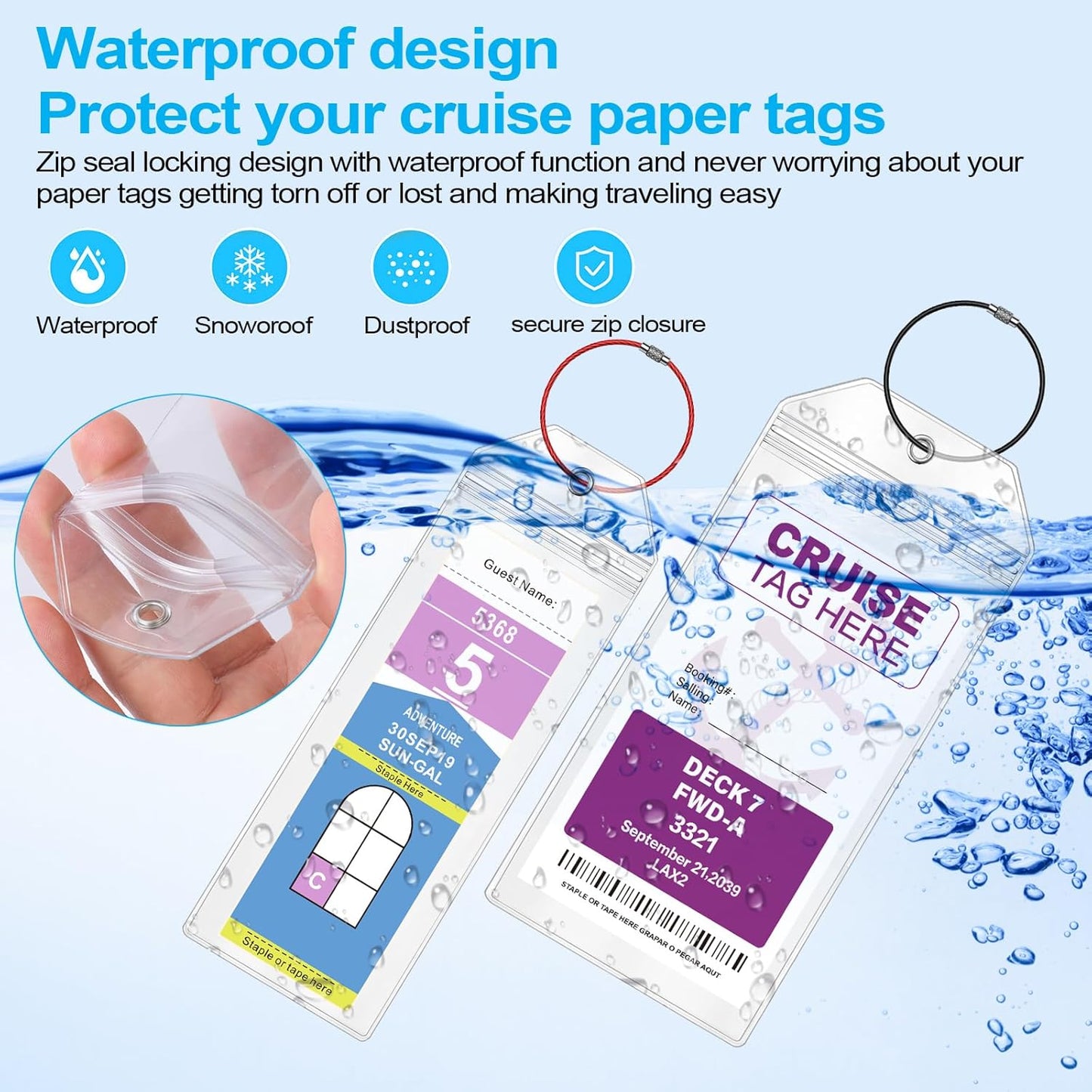 6 Pack Clear Cruise Luggage Tags for Royal Caribbean and Celebrity, Carnival, MSC, Costa, NCL & Princess Cruise Ships, Must-Have Cruise Travel Essentials for 2025-2026