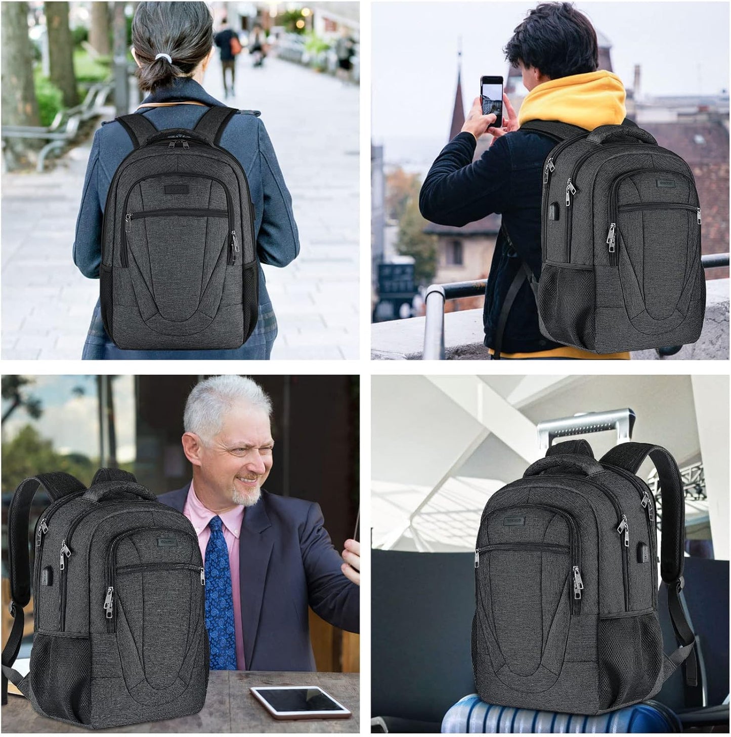 BIKROD 45L Extra Large Travel Laptop Backpack for Men and Women, Carry on Back Pack with USB Charging Port Fit 18.4 IN Laptop, Black, Gift