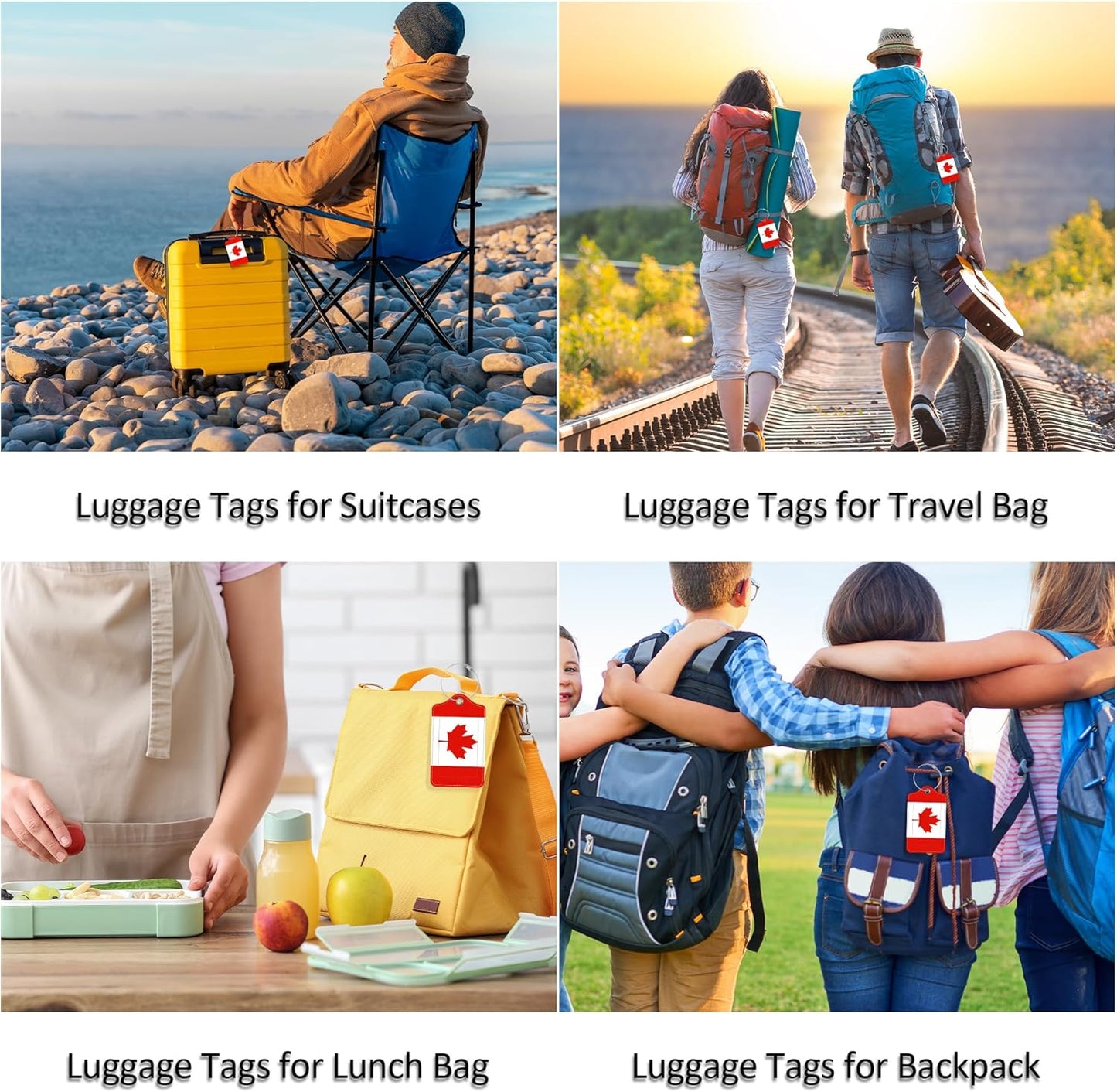 Luggage Tags for Suitcases, 2 Pack Cute PU Leather Luggage Tag TSA Approved with Stainless Steel Loop and Address Card Baggage Tag for Travel&Hotel Stays&Cruise Ships&Shipping and Mailing