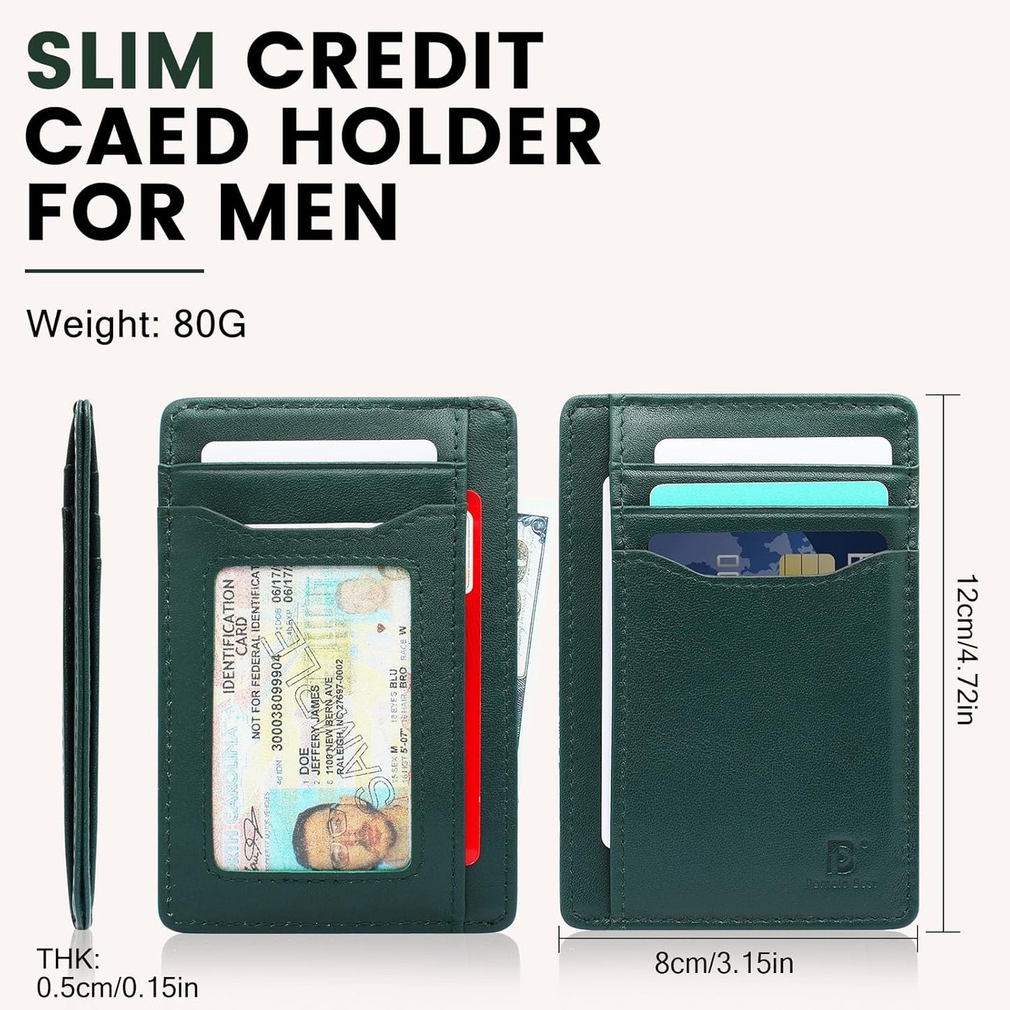 Pomelo Best Top Grain Genuine Leather Wallet for Men and Women, Slim Minimalist Front Pocket RFID