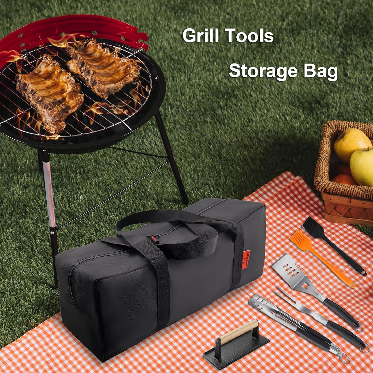 Grill Tool Organizer Pro, BBQ Tool Storage Bag - 24" Heavy Duty Storage Bag, Double Layer 600D