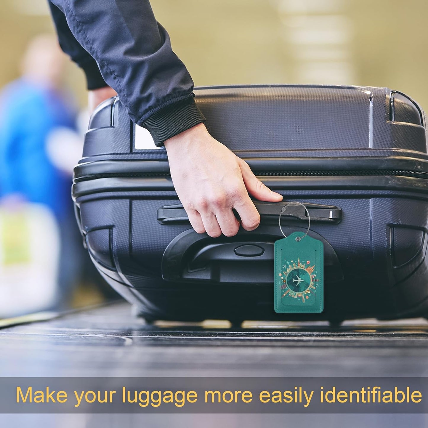 Luggage Tag,Go Travel Flight Views Luggage Tags for Suitcases with Privacy Name Id Card PU Leather Luggage Tags for Women/Men Travel