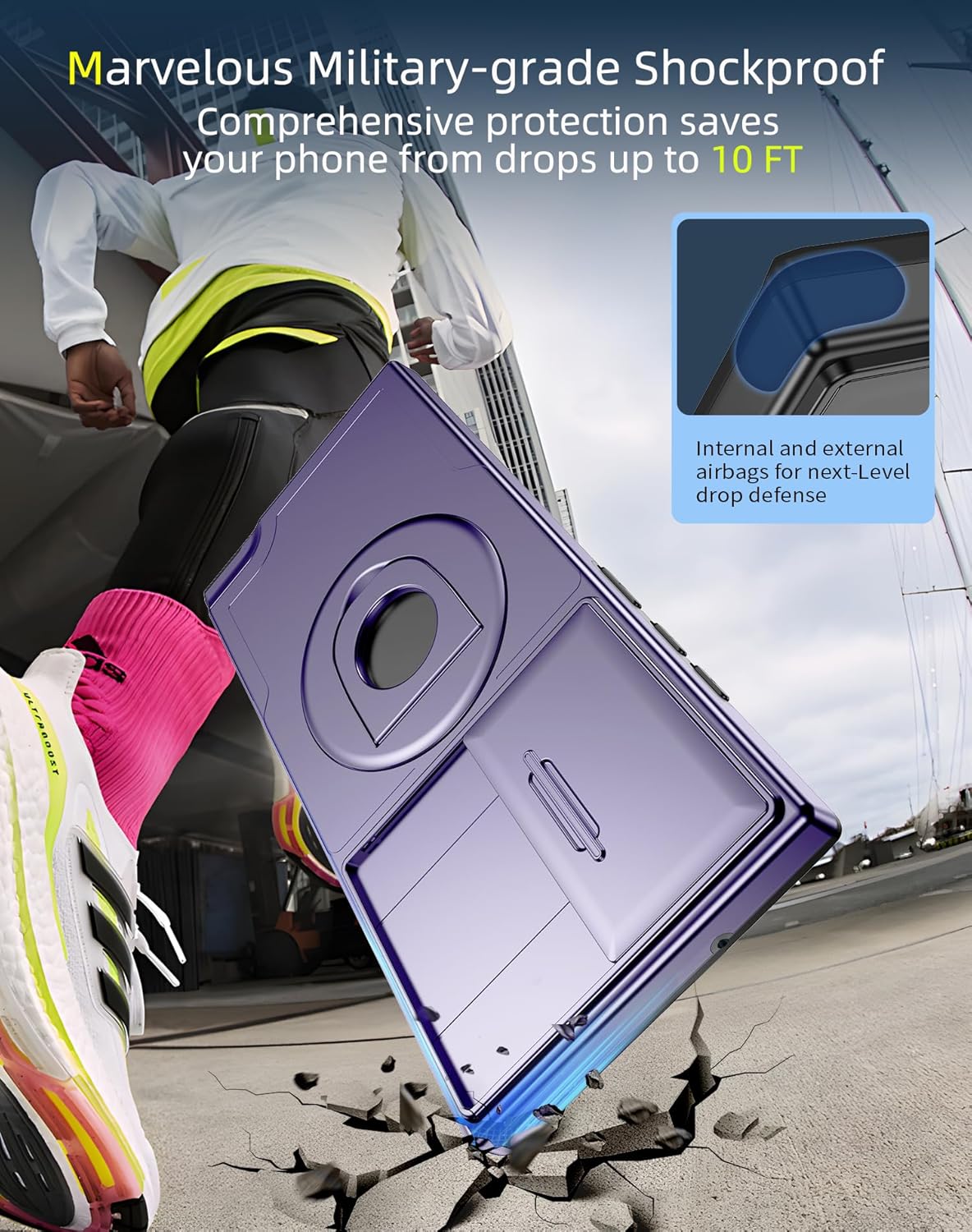 for Samsung Galaxy S23 Ultra Case Magnetic Compatible with MagSafe Wireless Charging,with1 Screen Protector,with Stand Ring+Camera Cover Anti-Scratch Shockproof Heavy Duty Protection Purple