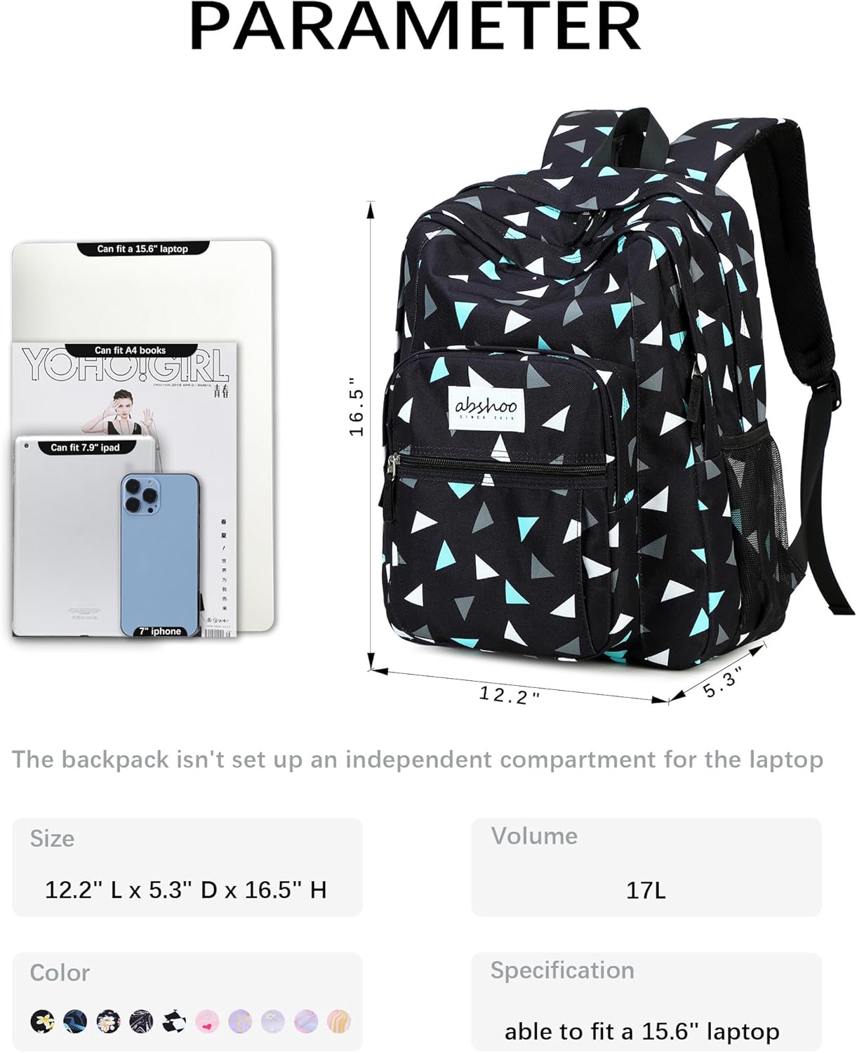 abshoo Classical Basic Travel Backpack For School Water Resistant Bookbag