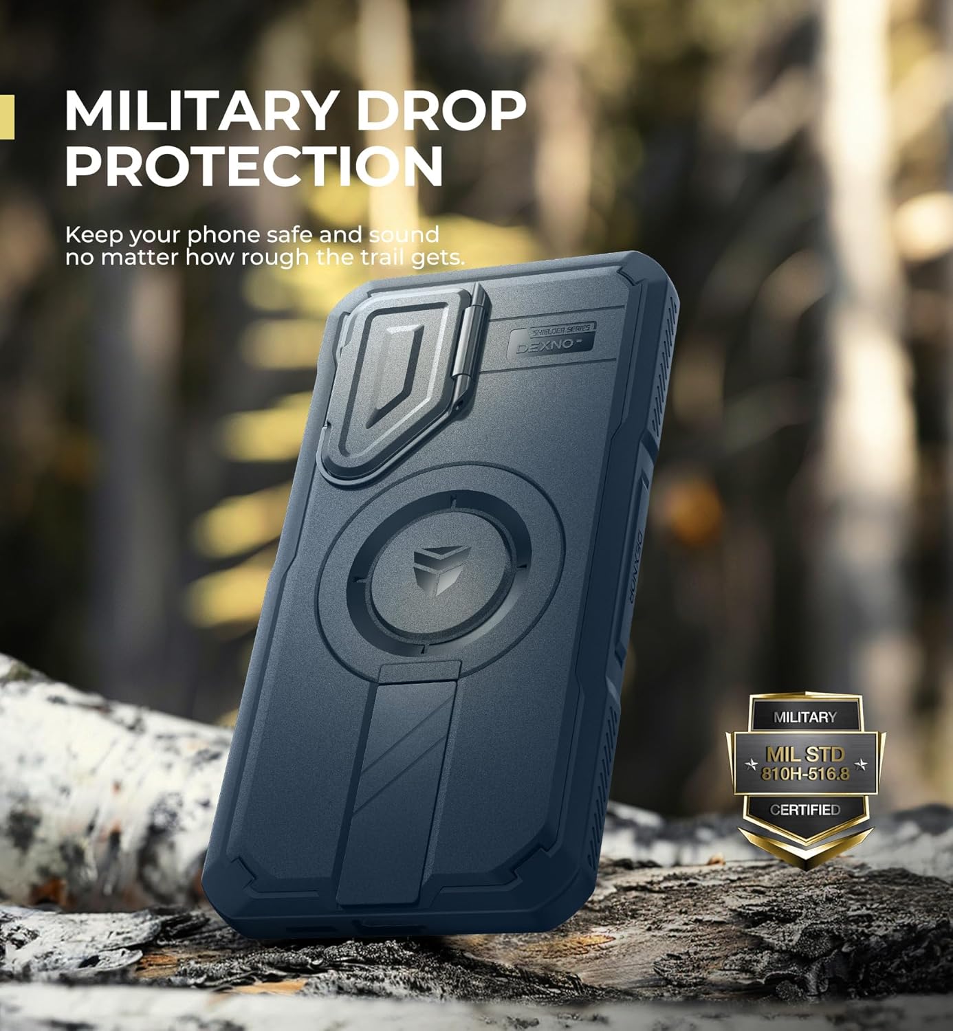 Dexnor for Samsung Galaxy S25 Plus Case with Camera Cover & Adjustable Kickstand & Built-in Screen Protector, Magnetic Rugged Shockproof Bumper Cases Heavy-Duty Protective Cover (2025),Navy Blue