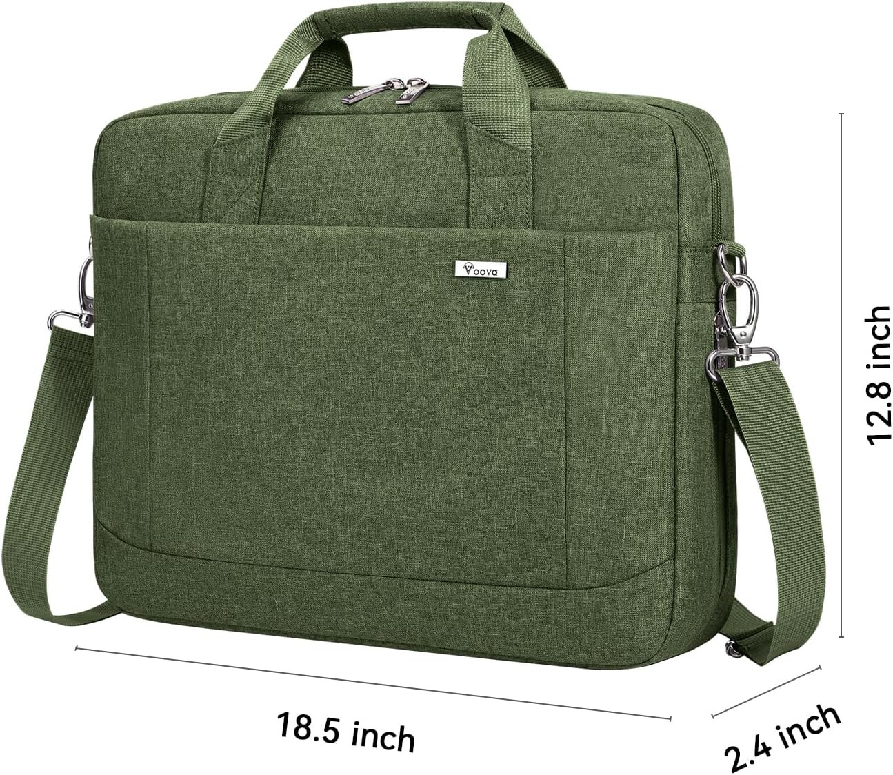 Voova Laptop Bag Case 17 17.3 Inch Computer Sleeve Messenger Bag with Shoulder Strap Expandable Waterproof Large Capacity Business Briefcase for Work Travel Fit 17-18” Laptop, Men Women, Army Green