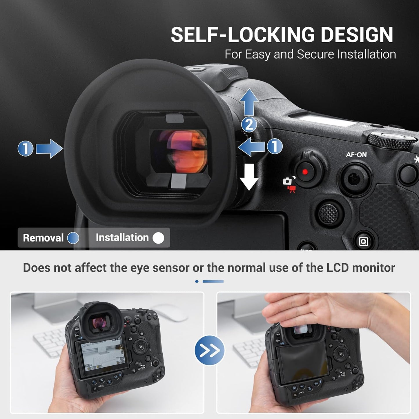 Extended EOS R1 Eyecup Eye Cup Eyepiece, Soft Silicon Camera Viewfinder Eyeshade Cover Protector