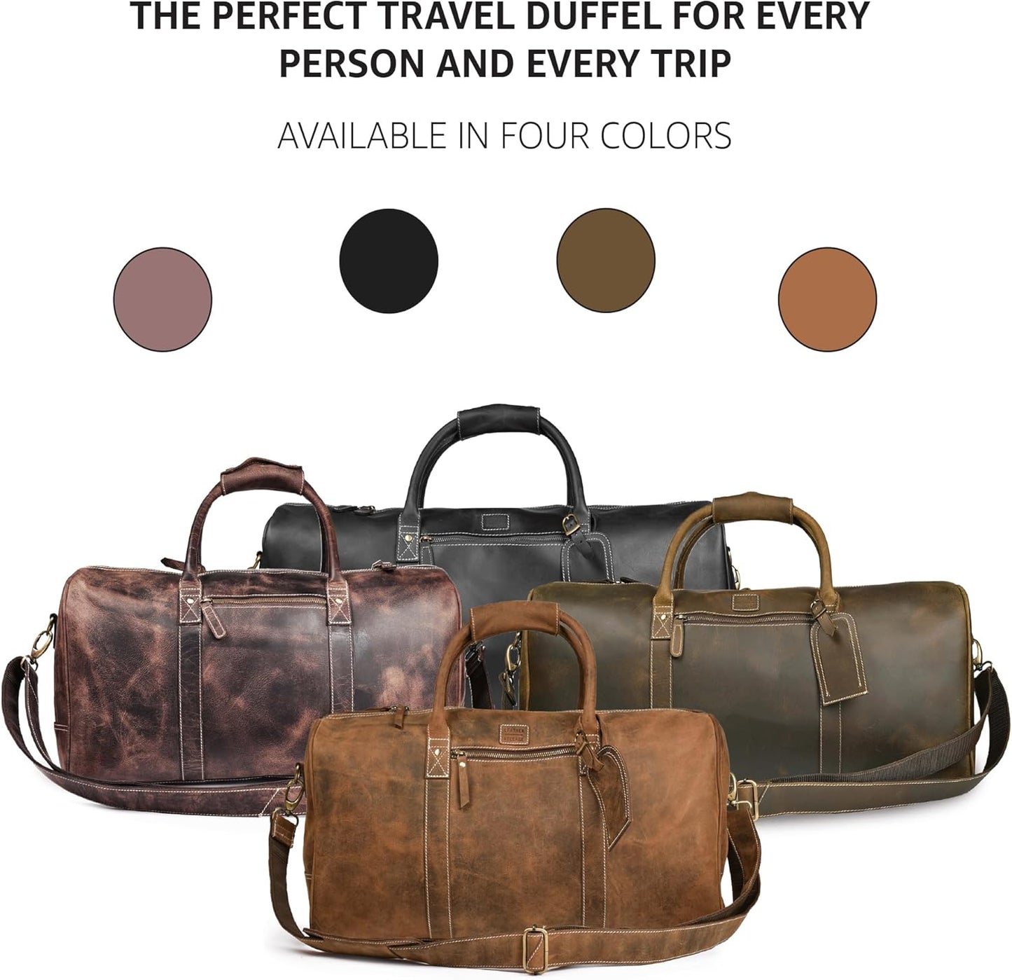 Leather Village Leather Duffel Bags for Men & Women-Stylish Travel Weekender Carry-On Sports Gym
