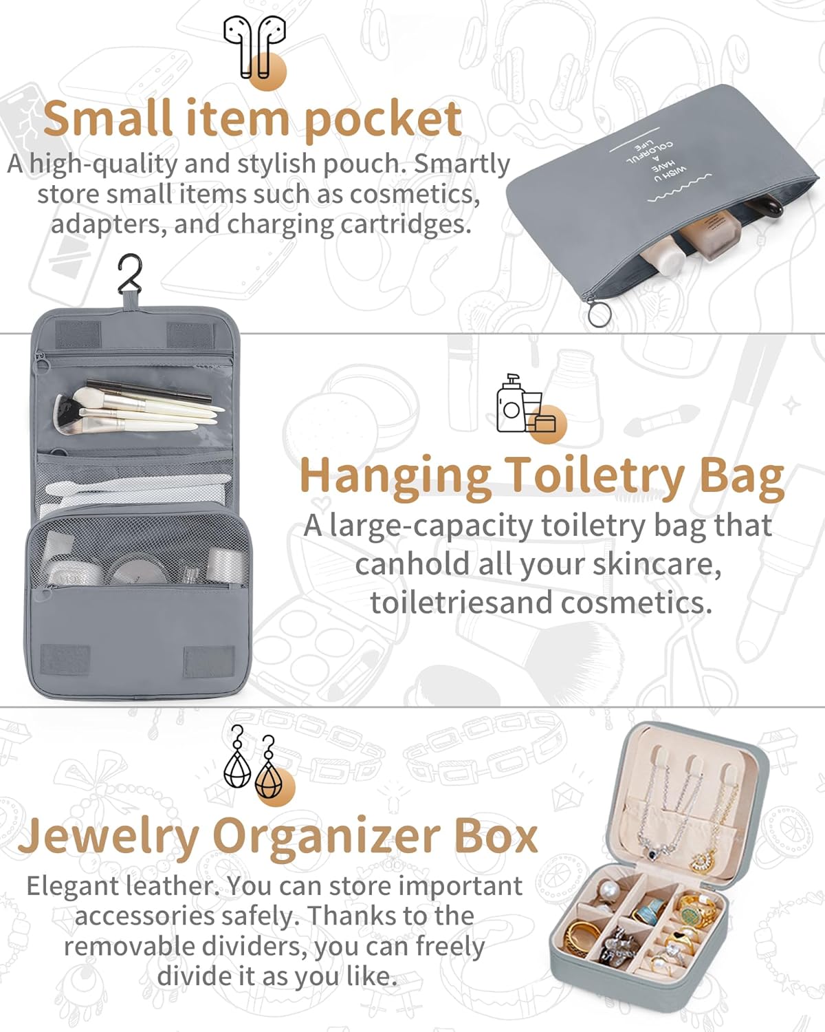 Packing Cubes 11 Set, Suitcase Organizers, Luggage Organizer Bags for Travel, Packing Cubes for Travel, with Toiletry Bag Essentials,Gray