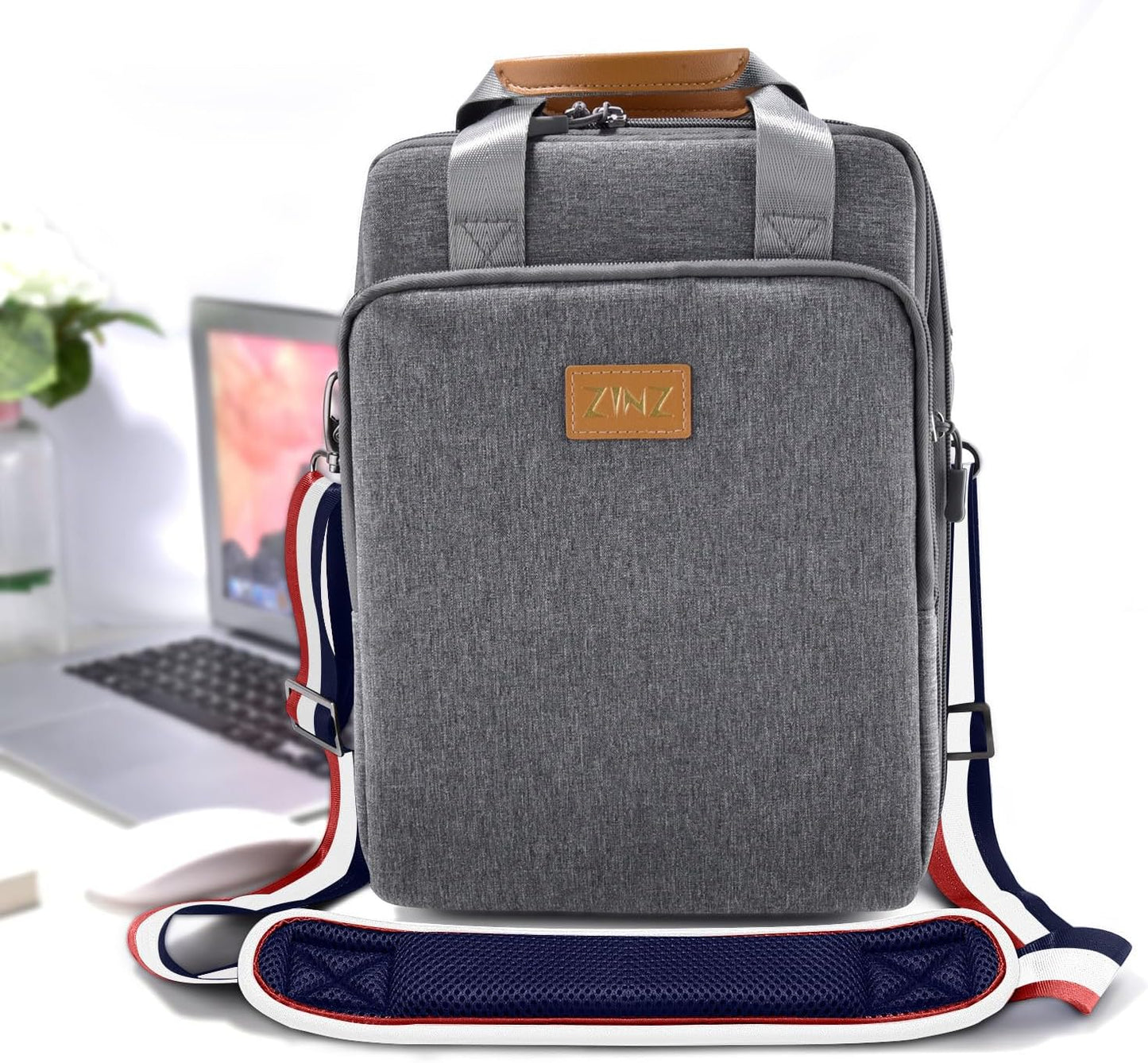 ZINZ 79 inch Shoulder Strap, Extra-thick Fixed Cushion Pad and Dual Clasps Universal Replacement Strap with Metal Swivel Hooks for Laptop Bags, Luggage Bags, Camera, Crossbody(Stripes-BuWRd)