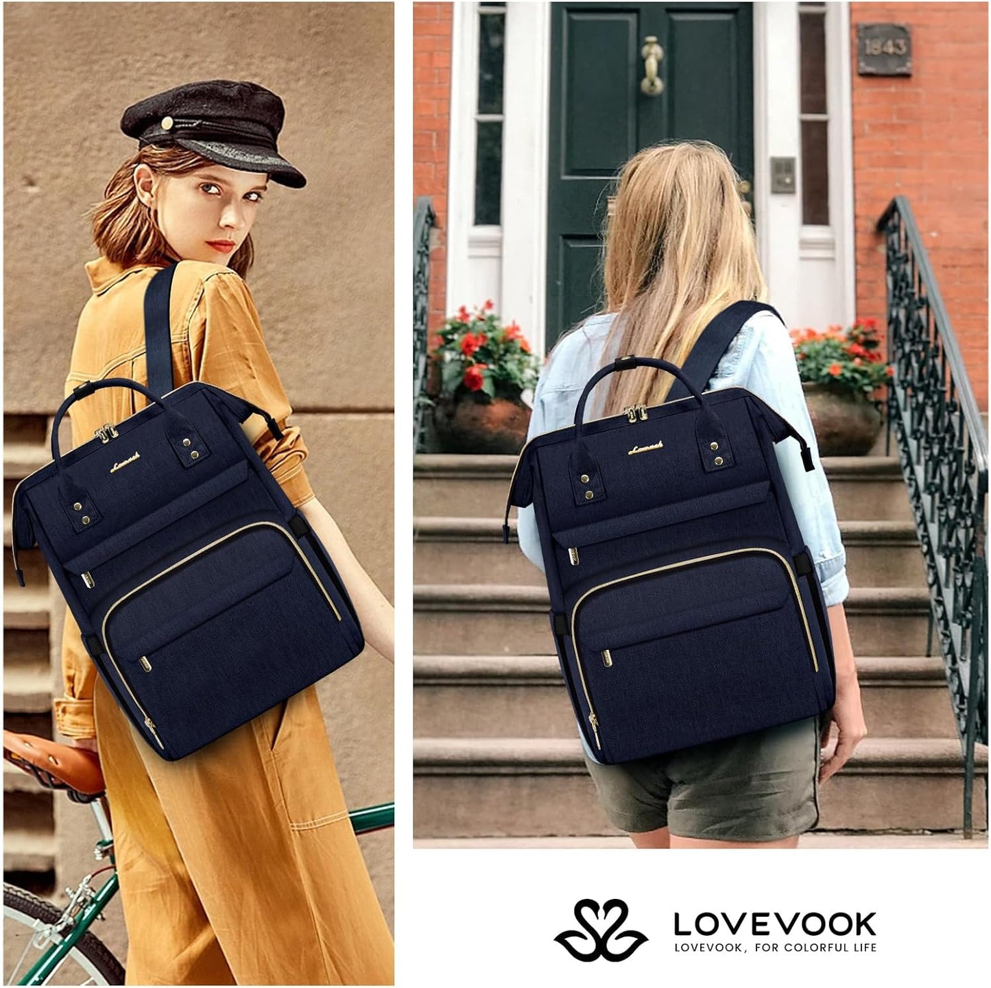 LOVEVOOK Laptop Backpack for Women,15.6 Inch Professional Womens Travel Backpack Purse Computer Laptop Bag Nurse Teacher Backpack,Waterproof College Work Bags Back Pack with USB Port,Royal Blue-2
