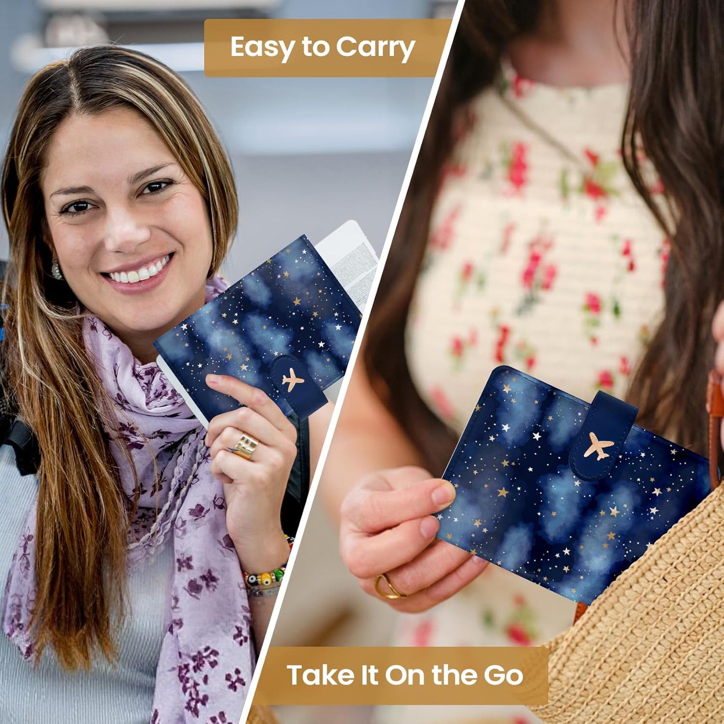 Passport Holder for Travel Essentials, RFID Blocking Leather Cover Wallet with Magnetic Closure
