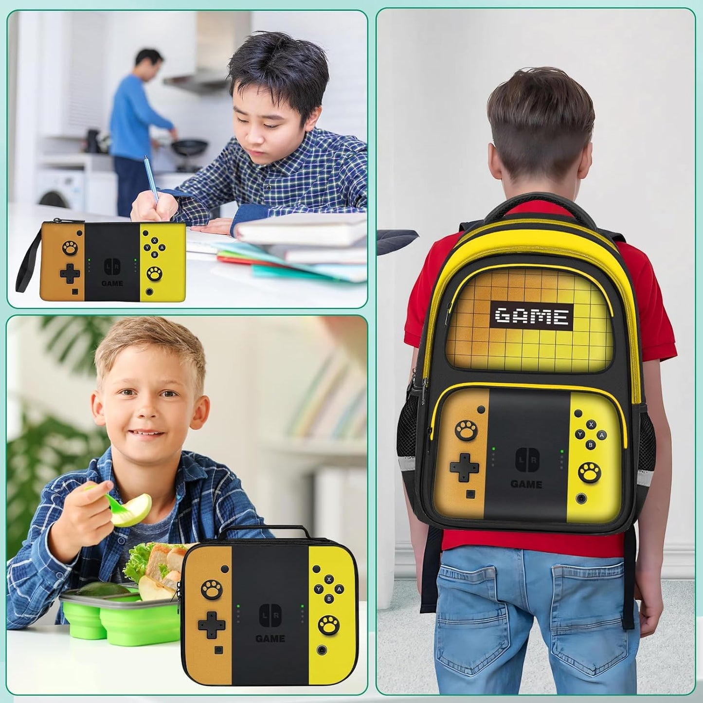 Kids Backpack For Boys,Gamer Boys Backpack For Children Teens Elementary Middle School, 17″ Students Bookbag