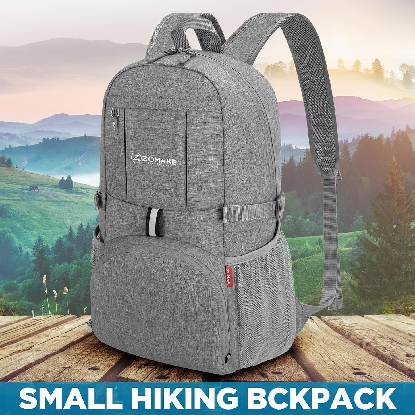 ZOMAKE Ultra Lightweight Packable Backpack 25L,Small Foldable Backpacks Hiking Water Resistant Collapsible Daypack for Women Men(Grey-A3)