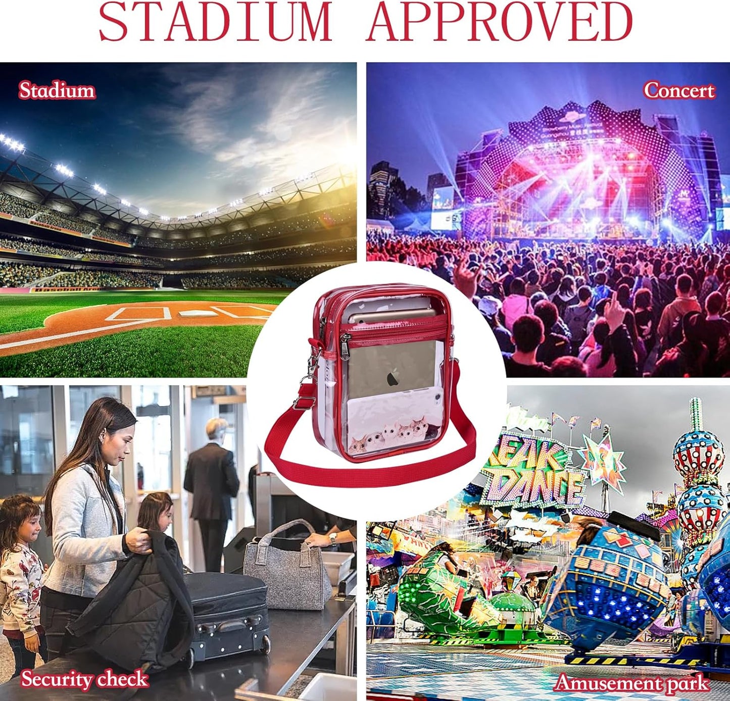 USPECLARE Clear Purse Stadium Transparent Messenger Bag Stadium Approved for Men and Women Clear CrossBody Bag
