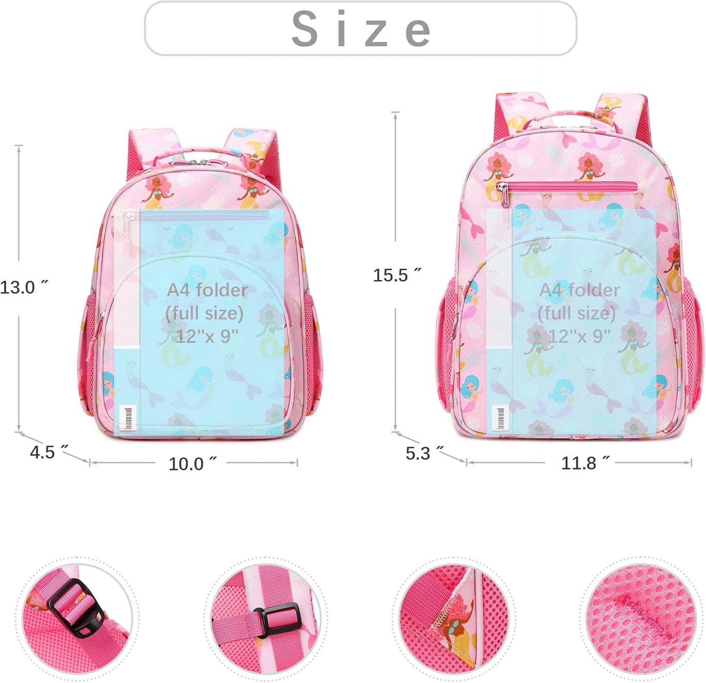 abshoo Cute Lightweight Kids Backpacks for Girls Kindergarten Elementary School Backpack for Girls ages 4-8 (Mermaid Pink)